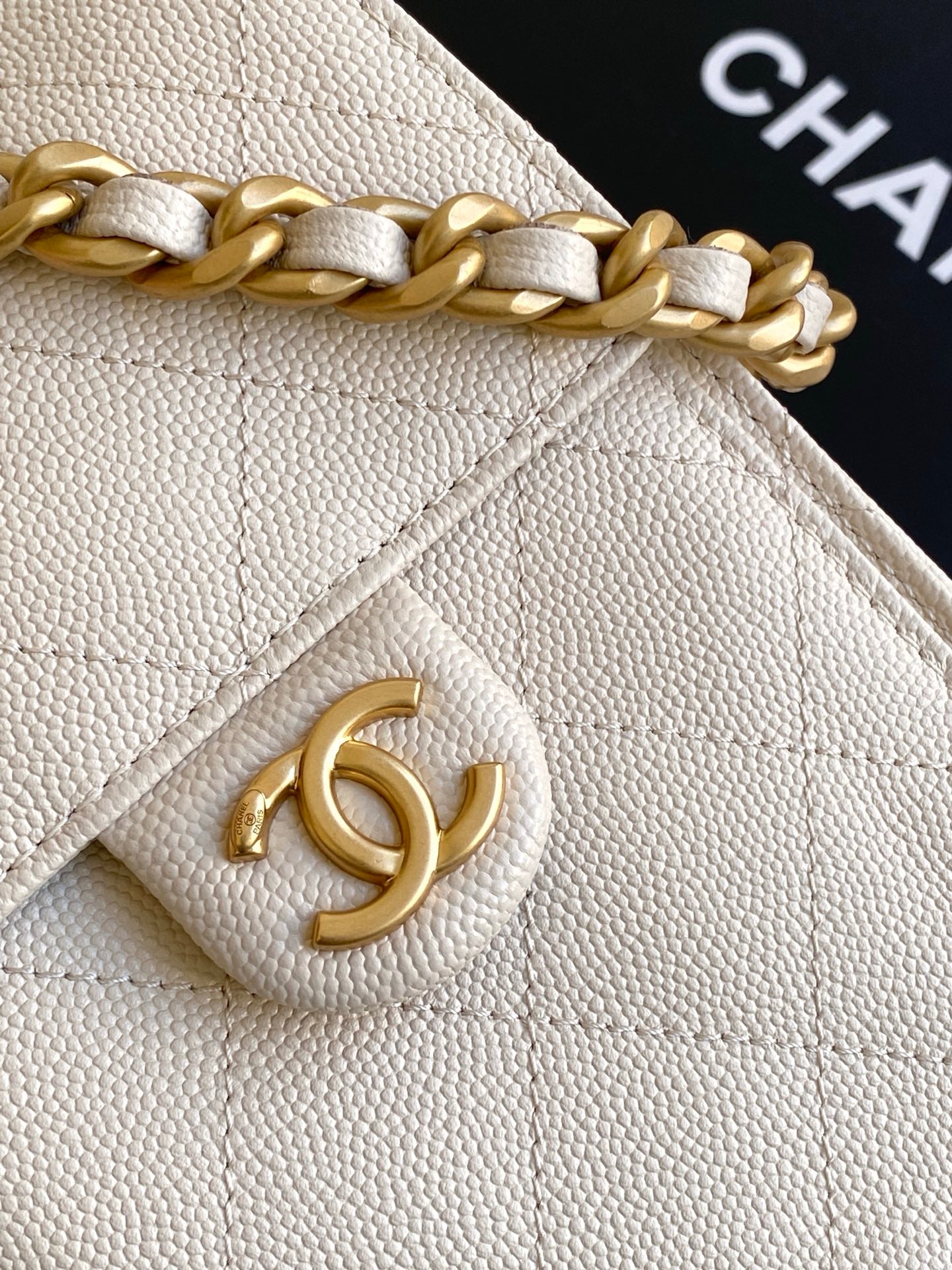 CC 25C Hobo Bag 30cm Beige Grained Calfskin