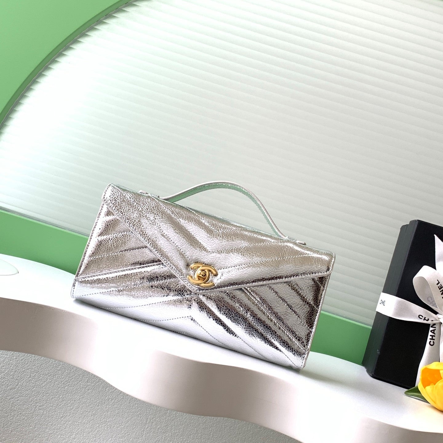 CC 26X Handbag 26cm Metallic Sliver Calfskin