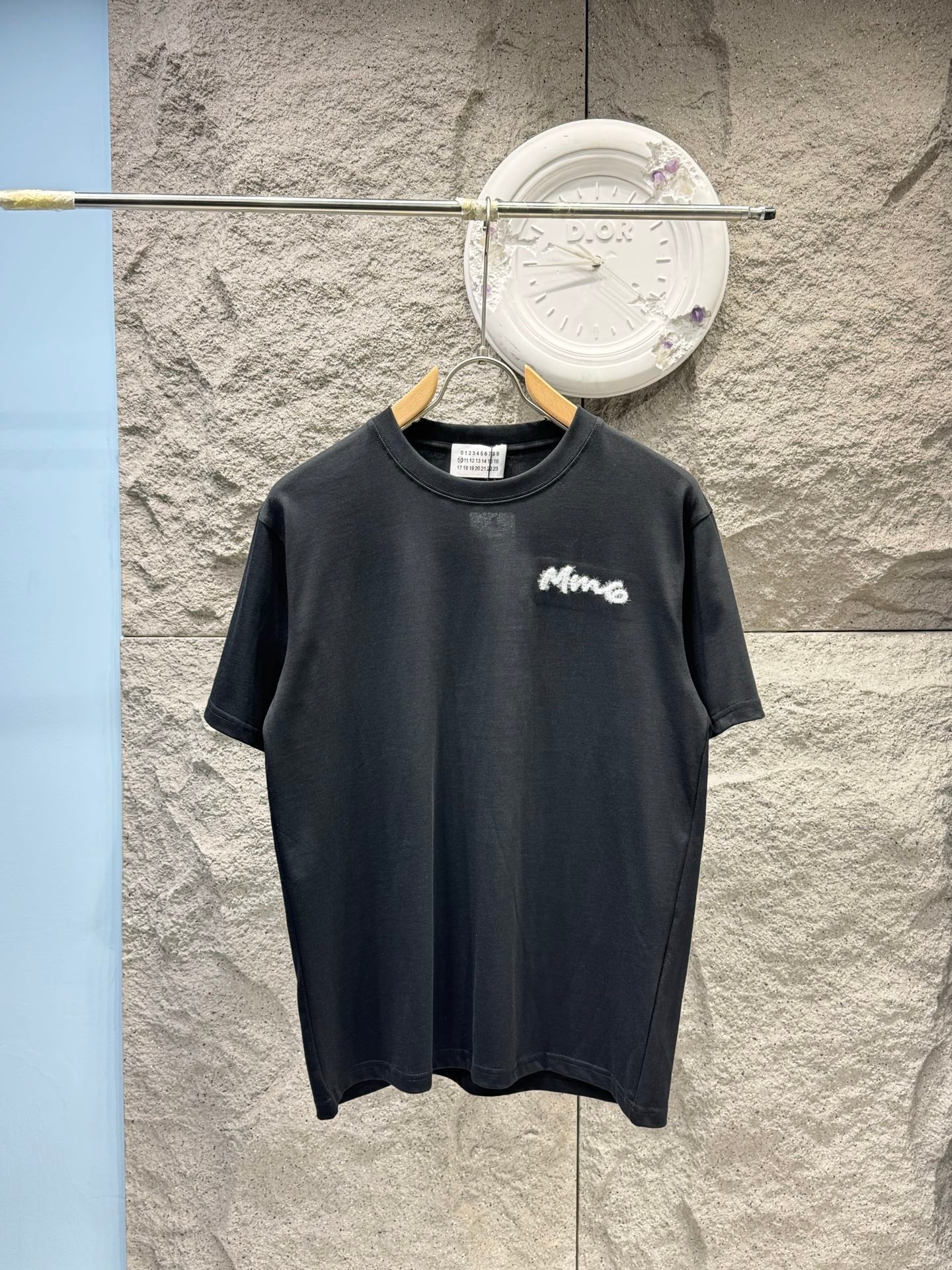 MM6 Embroidered Short-sleeve T-shirt Black Cotton 387976