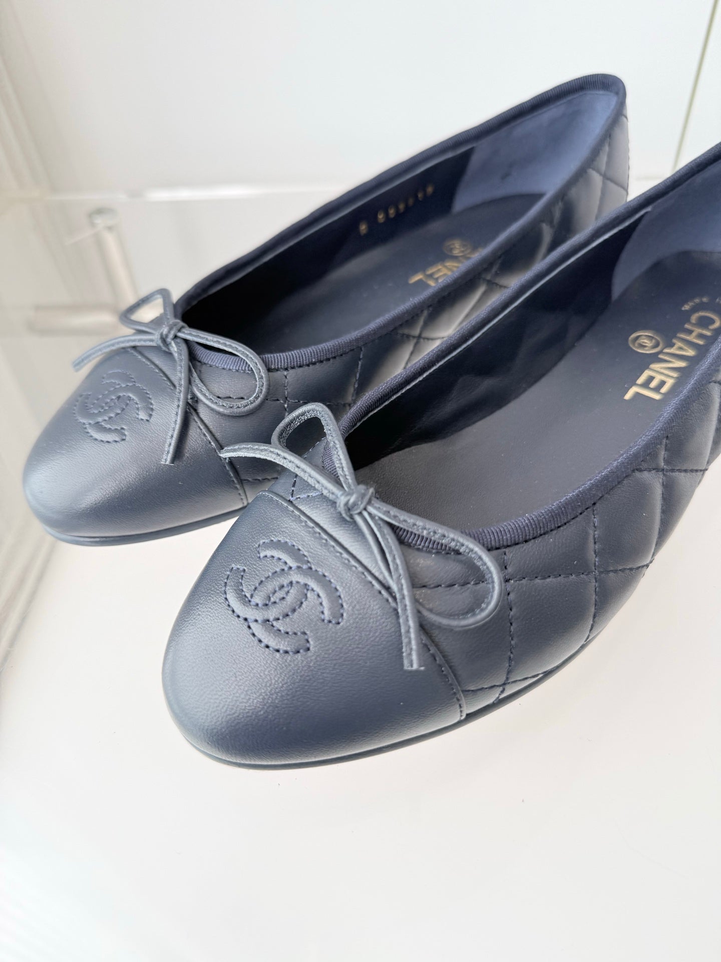 Chanel 2026 Ballet Flat Dark Blue Quited Lambskin 697393
