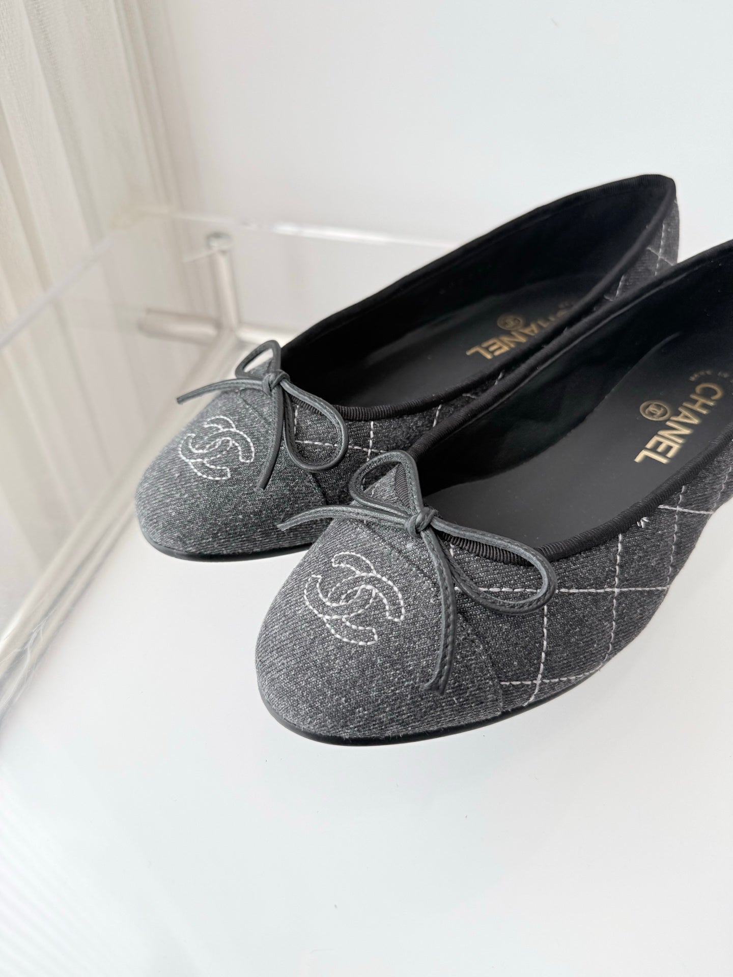 Chanel 2026 Ballet Flat Grey Denim 697395