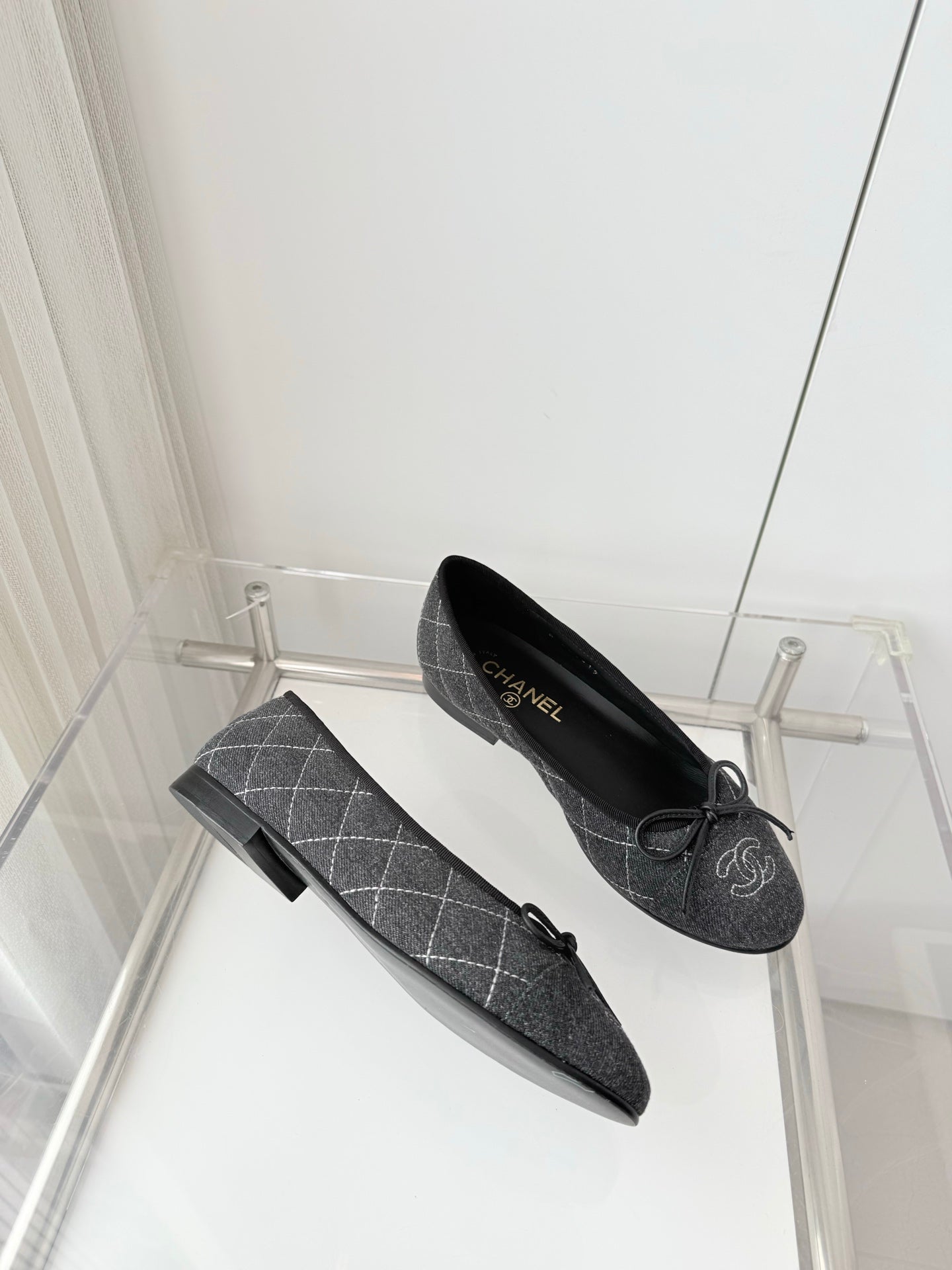 Chanel 2026 Ballet Flat Grey Denim 697395