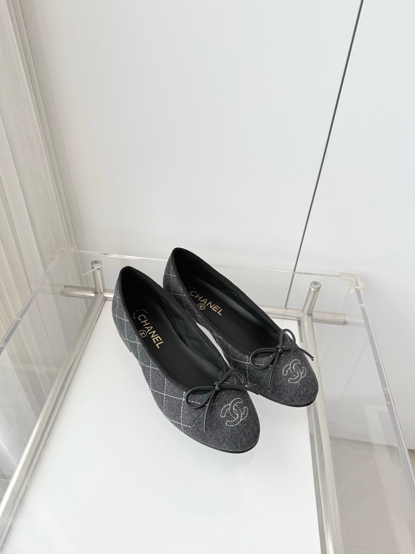 Chanel 2026 Ballet Flat Grey Denim 697395