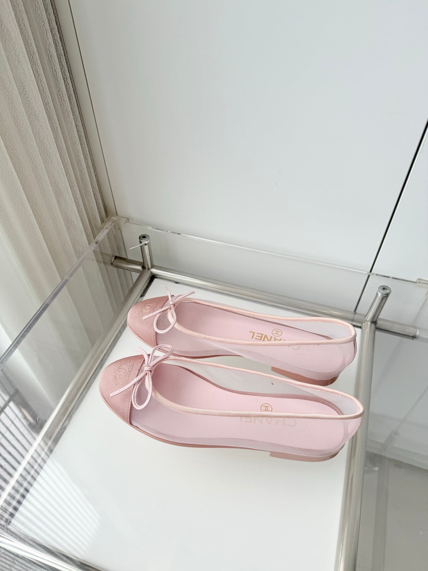 Chanel 2026 Ballet Flat Pink Mesh Suede 697400