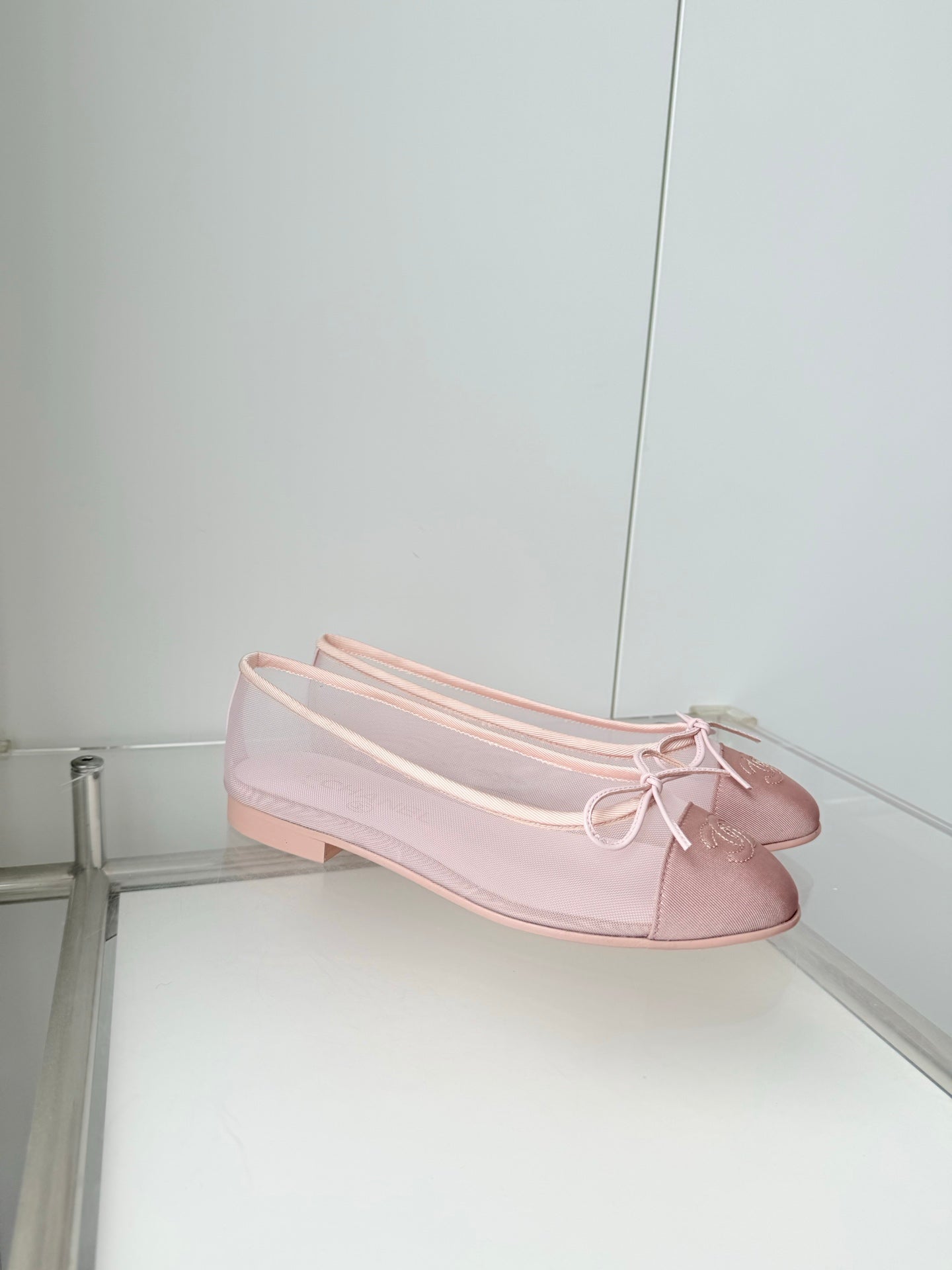 Chanel 2026 Ballet Flat Pink Mesh Suede 697400