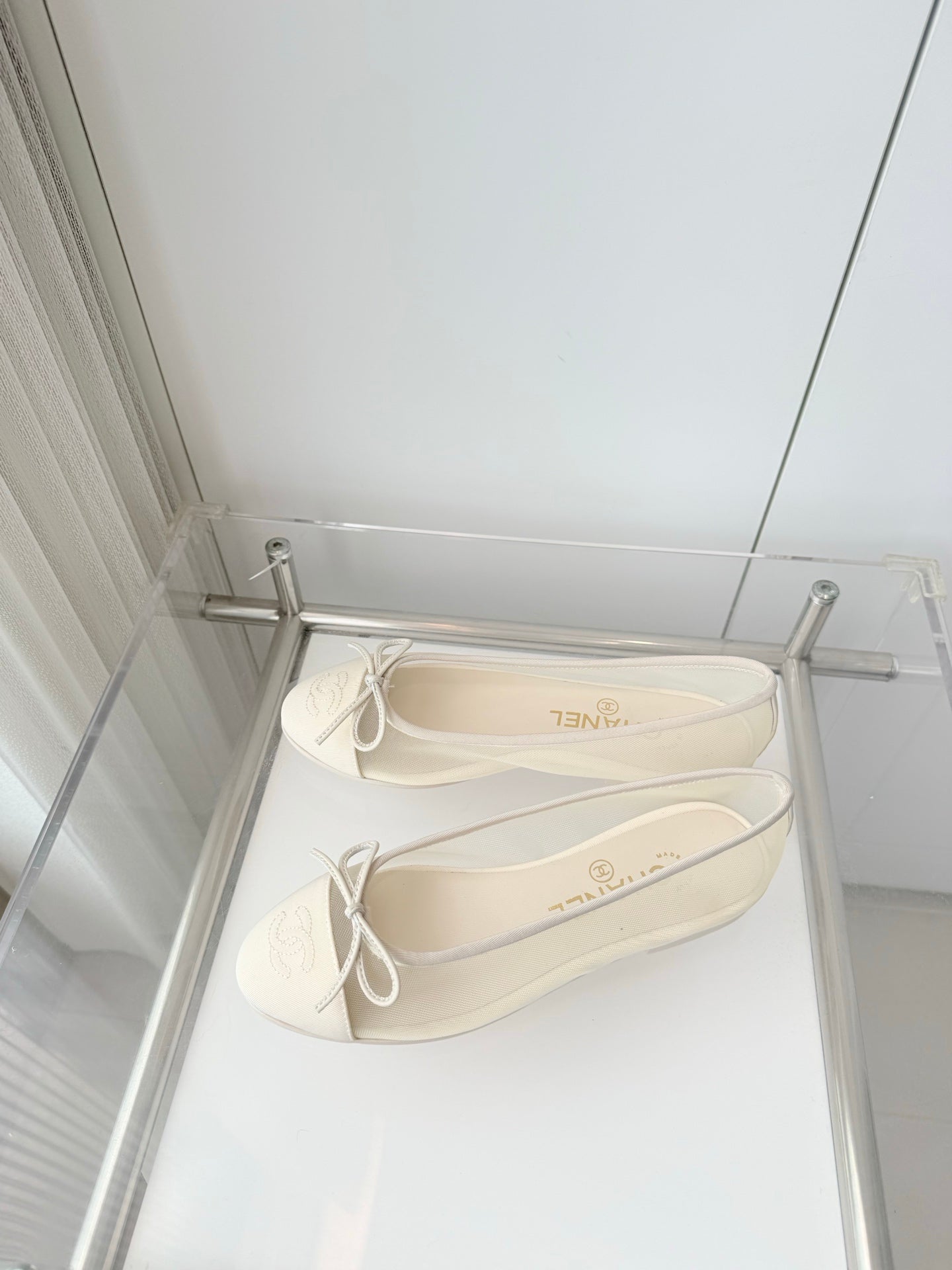 Chanel 2026 Ballet Flat White Mesh Lambskin 697411