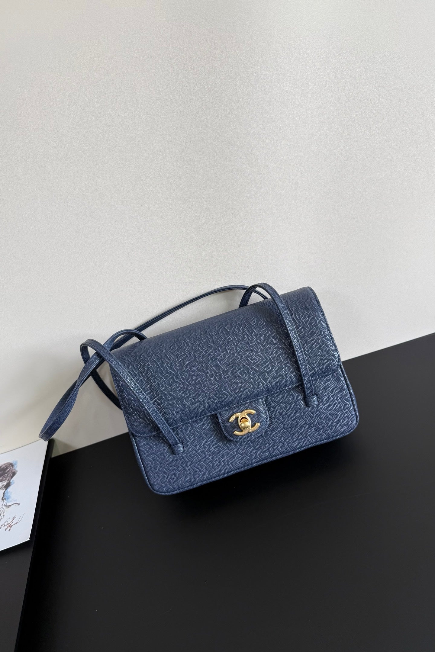 Chanel 26 Shoulder Bag 22 Dark Blue Caviar Leather
