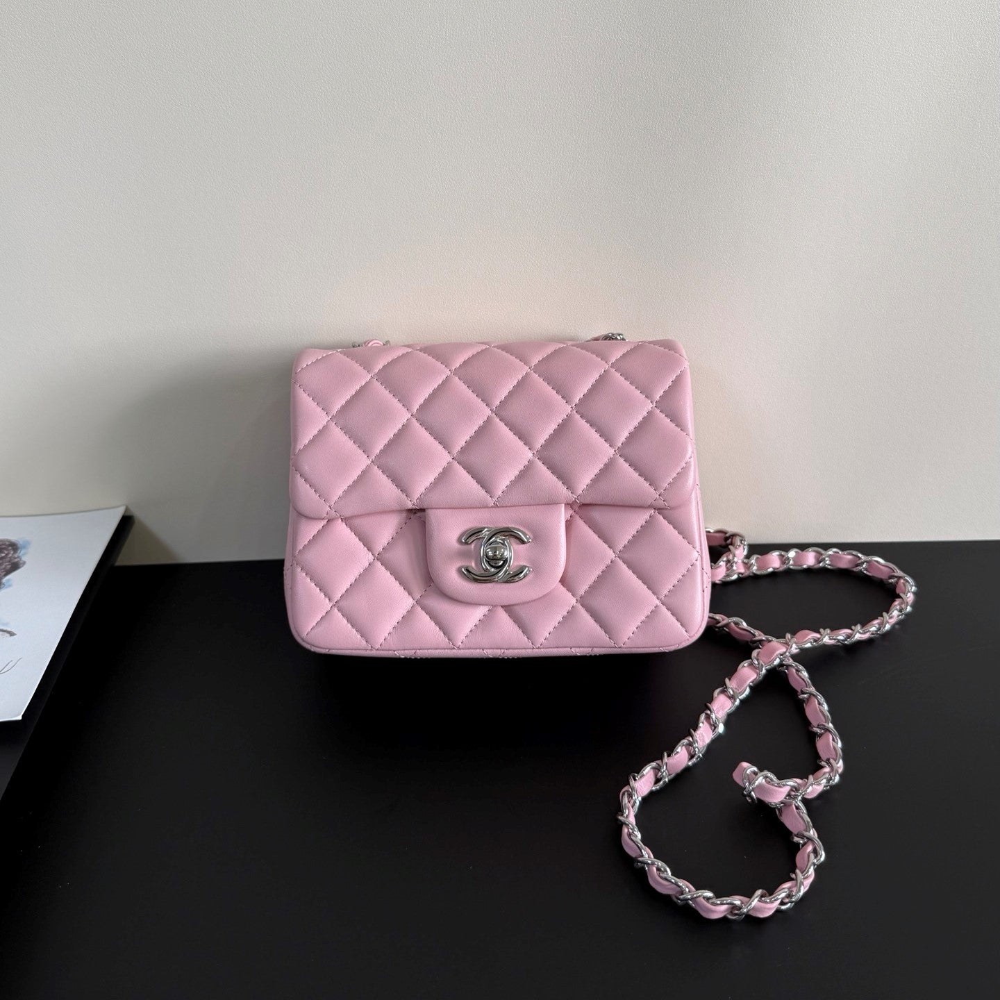 CC Flap Bag 17cm Pink Sheepskin SHW 284823