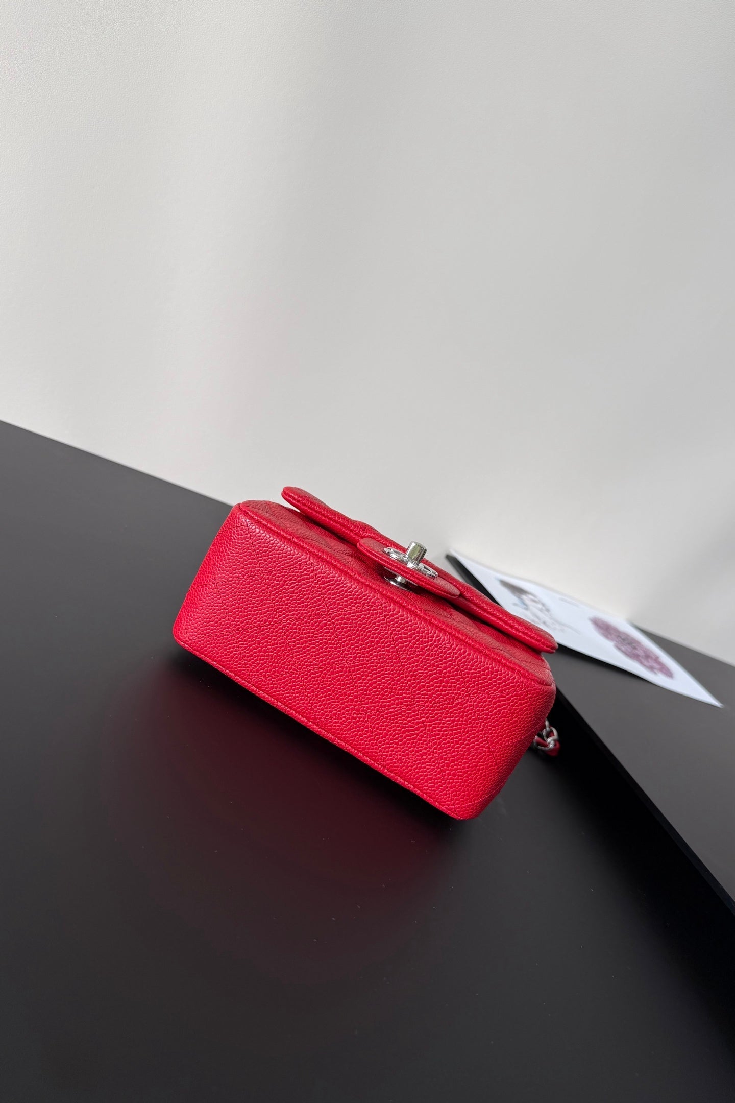 CC Flap Bag 17cm Red Caviar SHW 284745