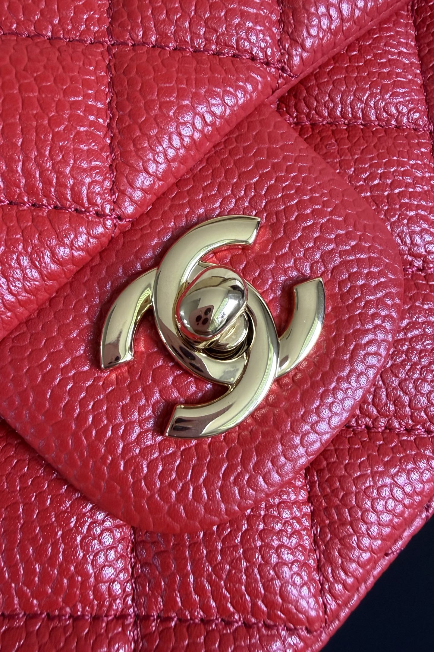 CC Flap Bag 17cm Red Caviar GHW 284747