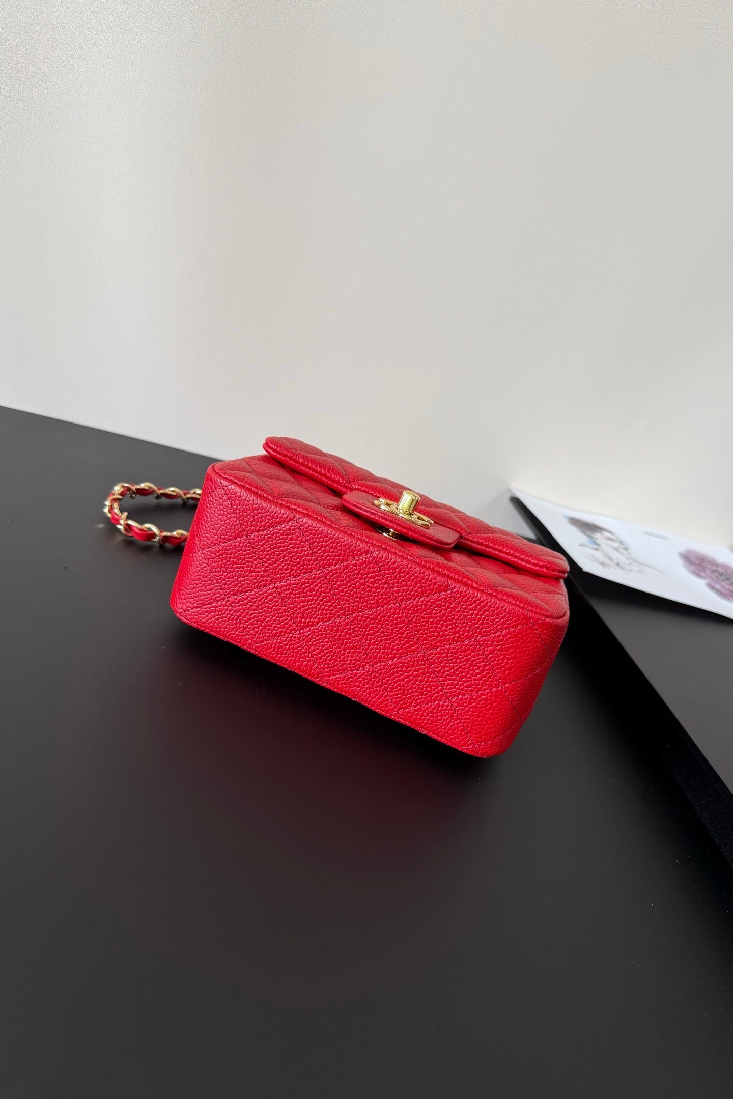 CC Flap Bag 17cm Red Caviar GHW 284747
