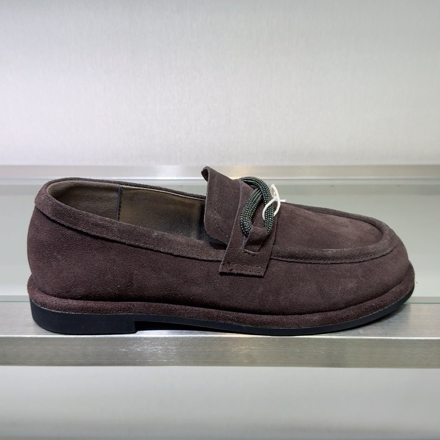 Brunello Women's Striped Shoes Dark Brown Suede 578029