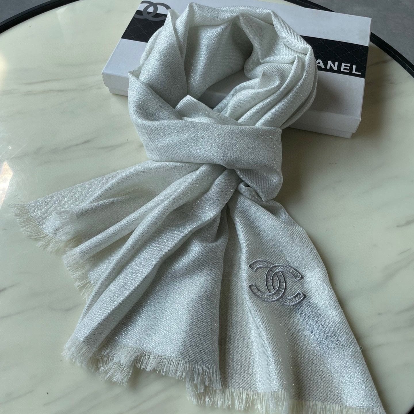 SCARF 210 CM IN IVORY WHITE CASHMERE 402210