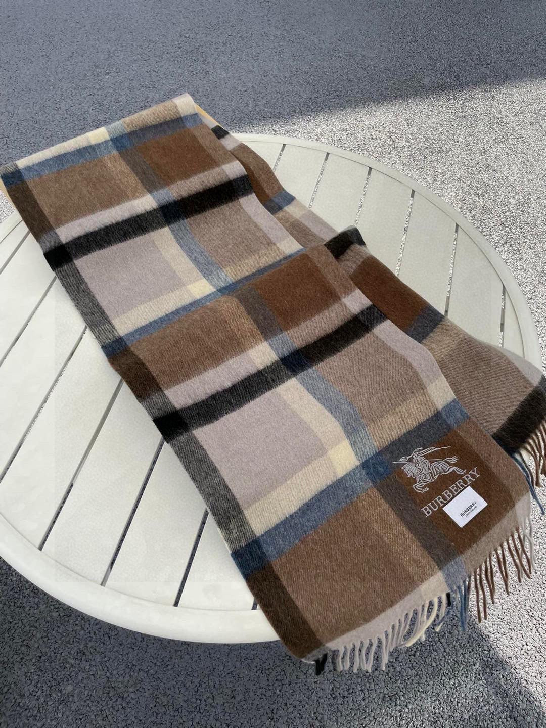 BBR Long Scarf 30*180cm Black Grey Brown Cashmere 168152