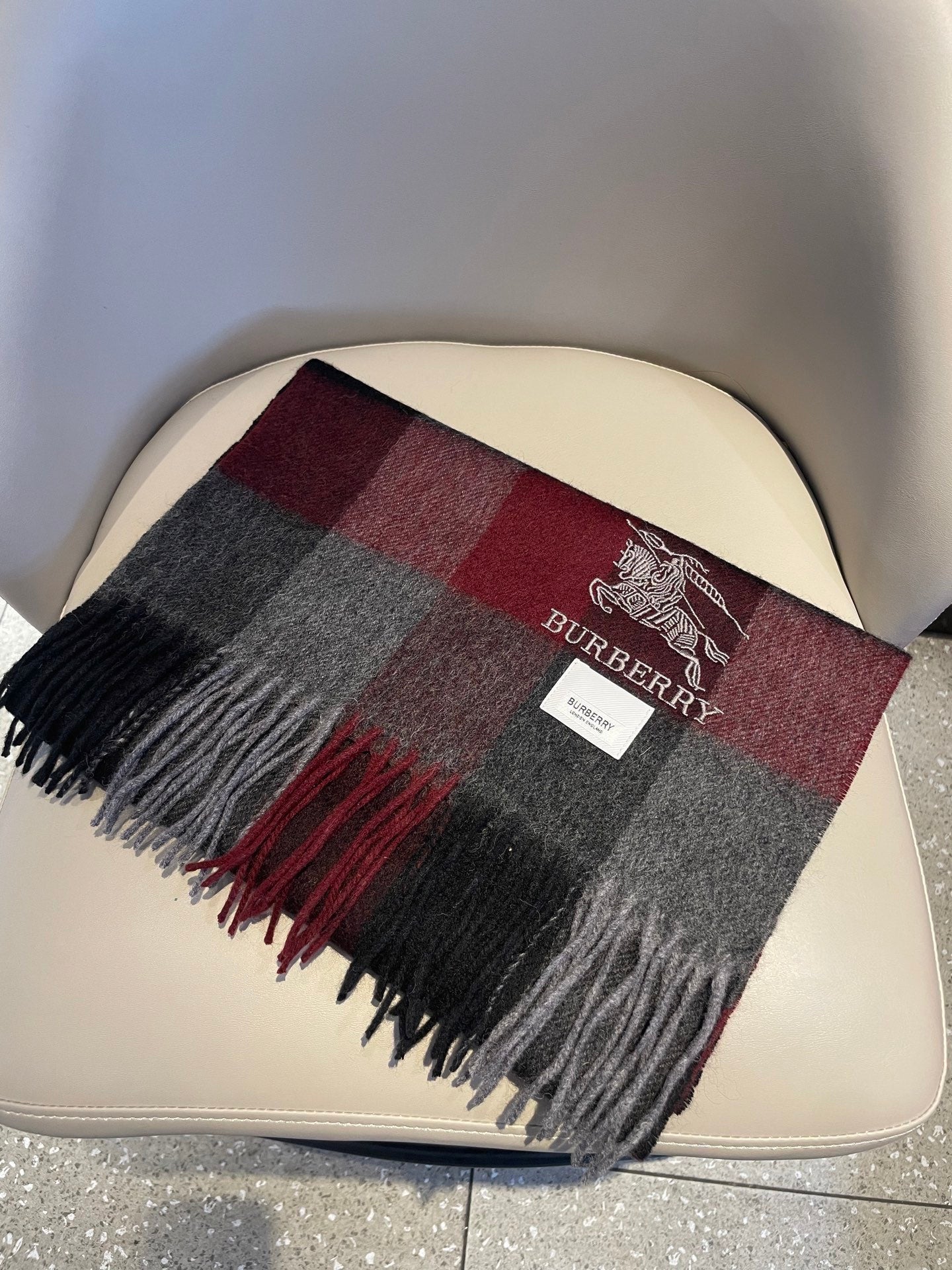 BBR Long Scarf 30*180cm Black Burgundy Cashmere168154