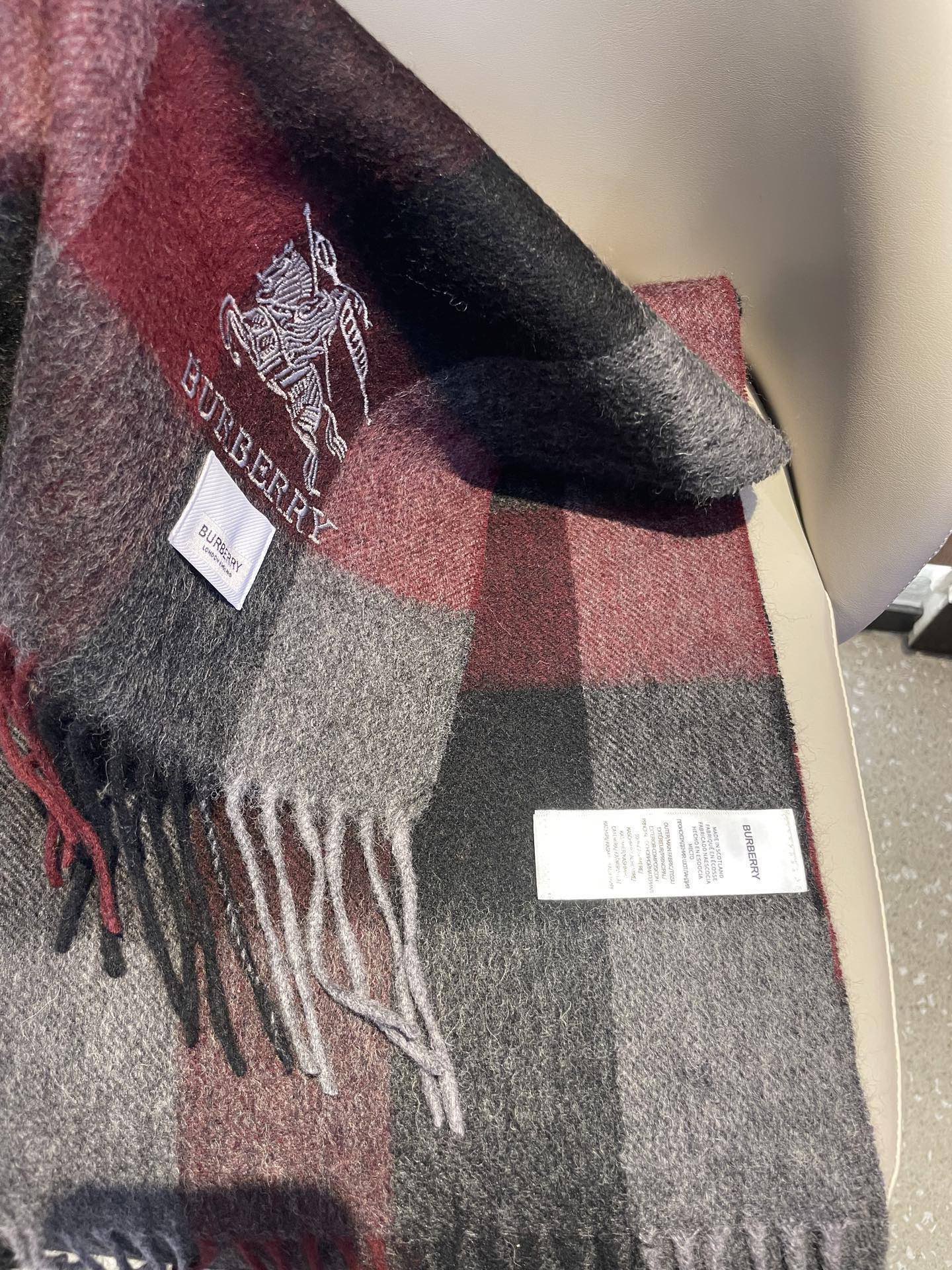 BBR Long Scarf 30*180cm Black Burgundy Cashmere168154
