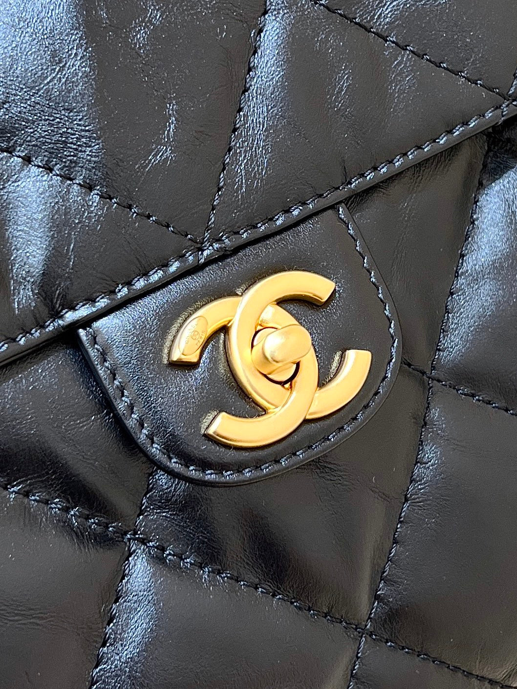 CC 24A Bowling Bag 44cm Black Wrinkled Calfskin GHW