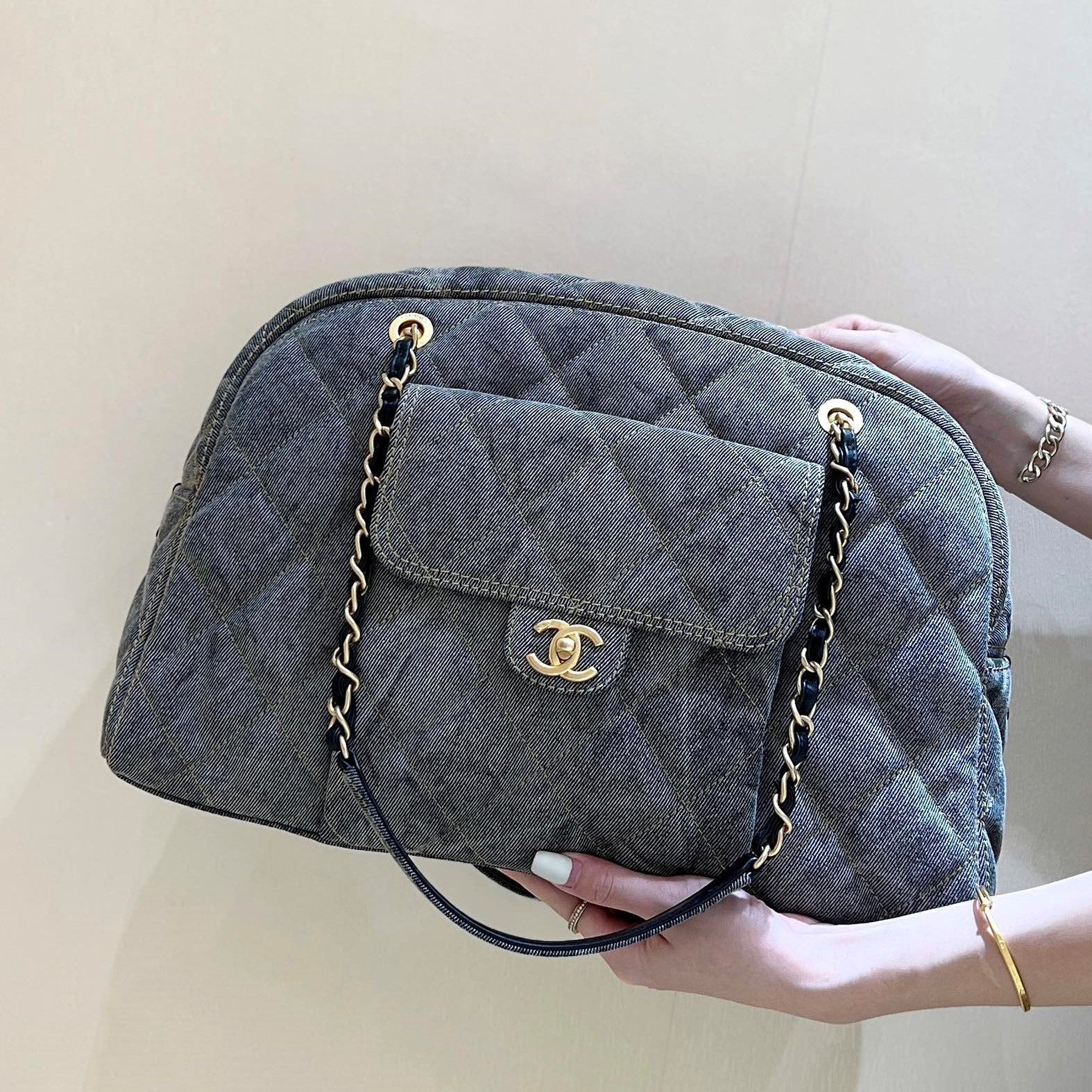 CC 24A Bowling Bag 44cm Grey Denim GHW