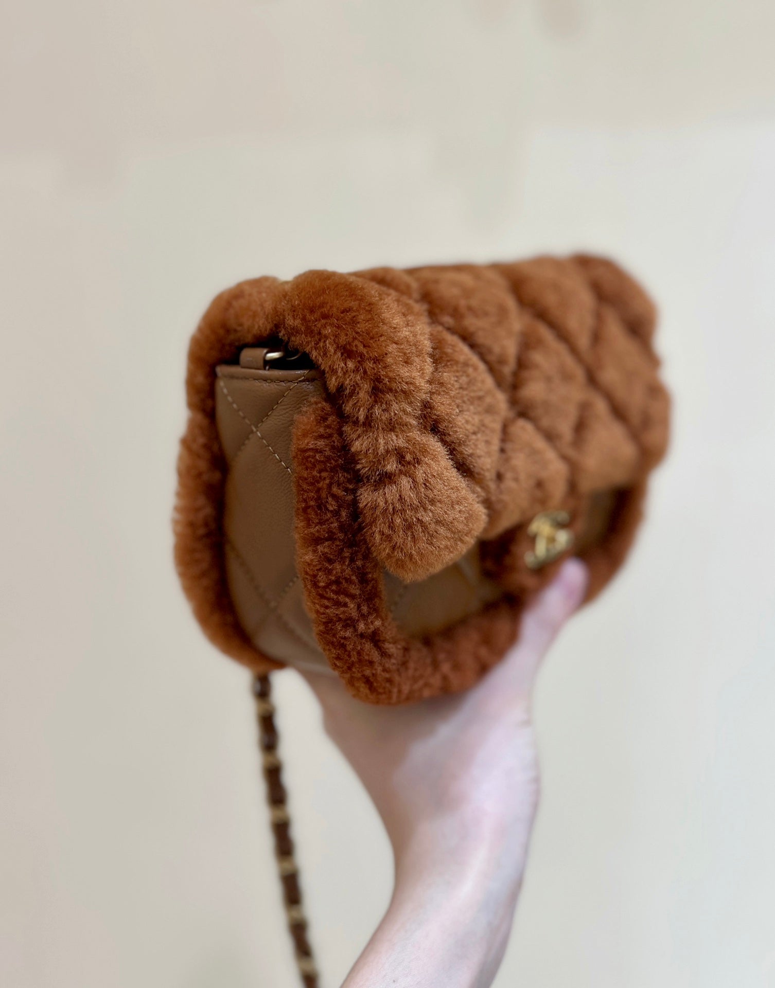 CC 24K Teddy Bear CF 18 cm Brown Lambskin & Fur Light GHW