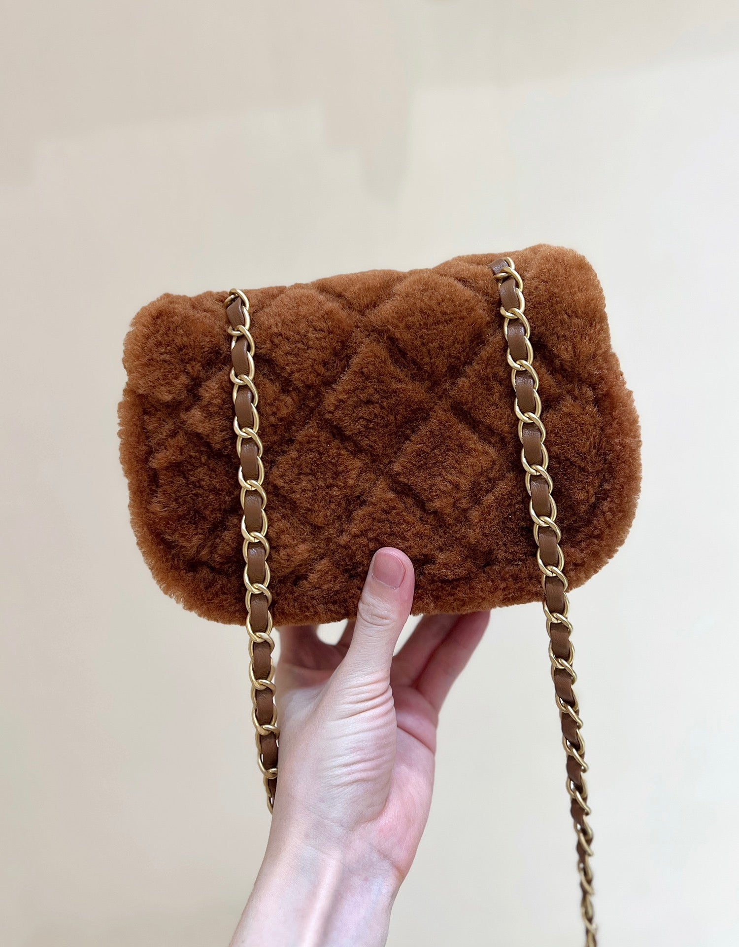 CC 24K Teddy Bear CF 18 cm Brown Lambskin & Fur Light GHW
