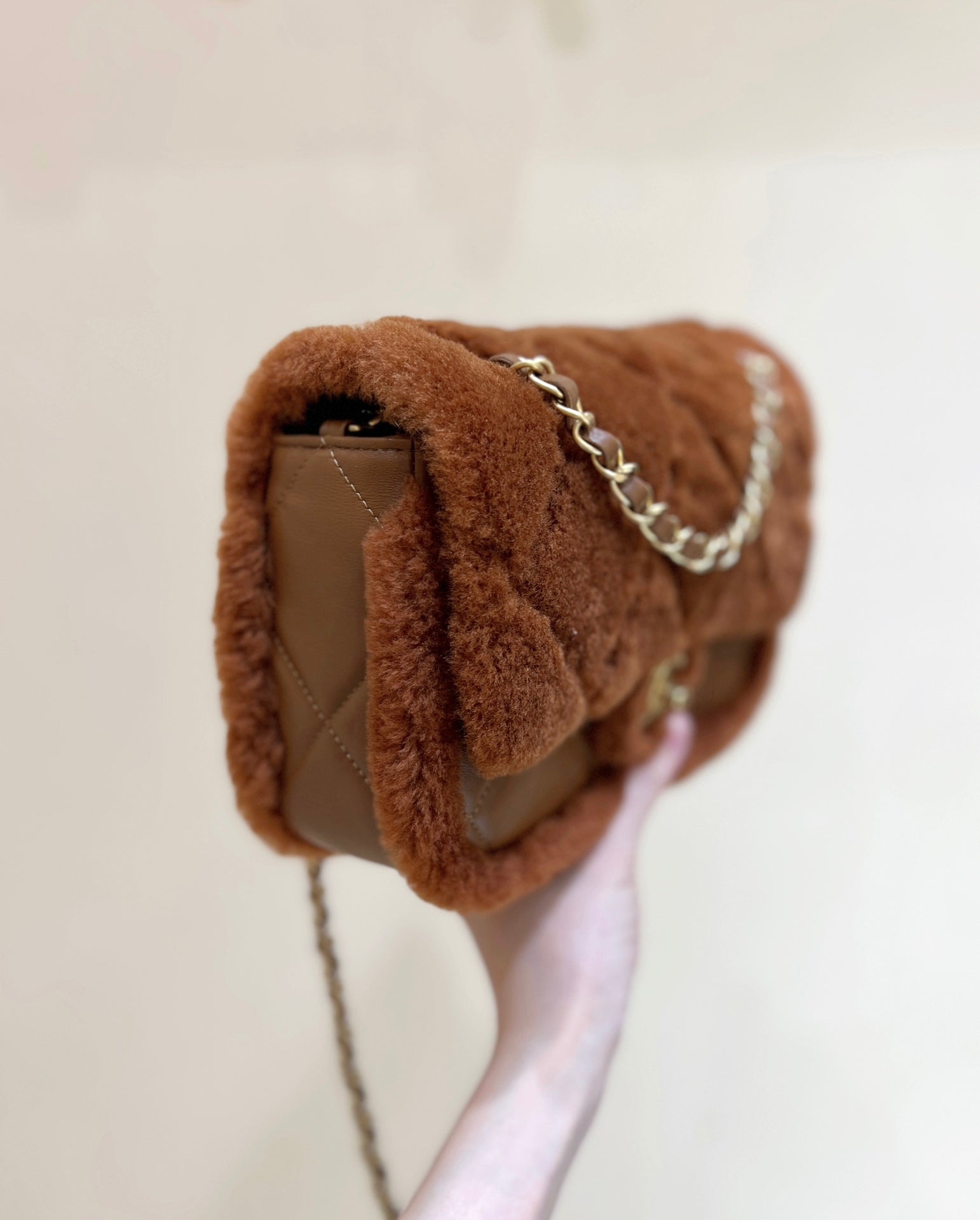 CC 24K Teddy Bear CF 23.5cm Brown Lambskin & Fur Light GHW