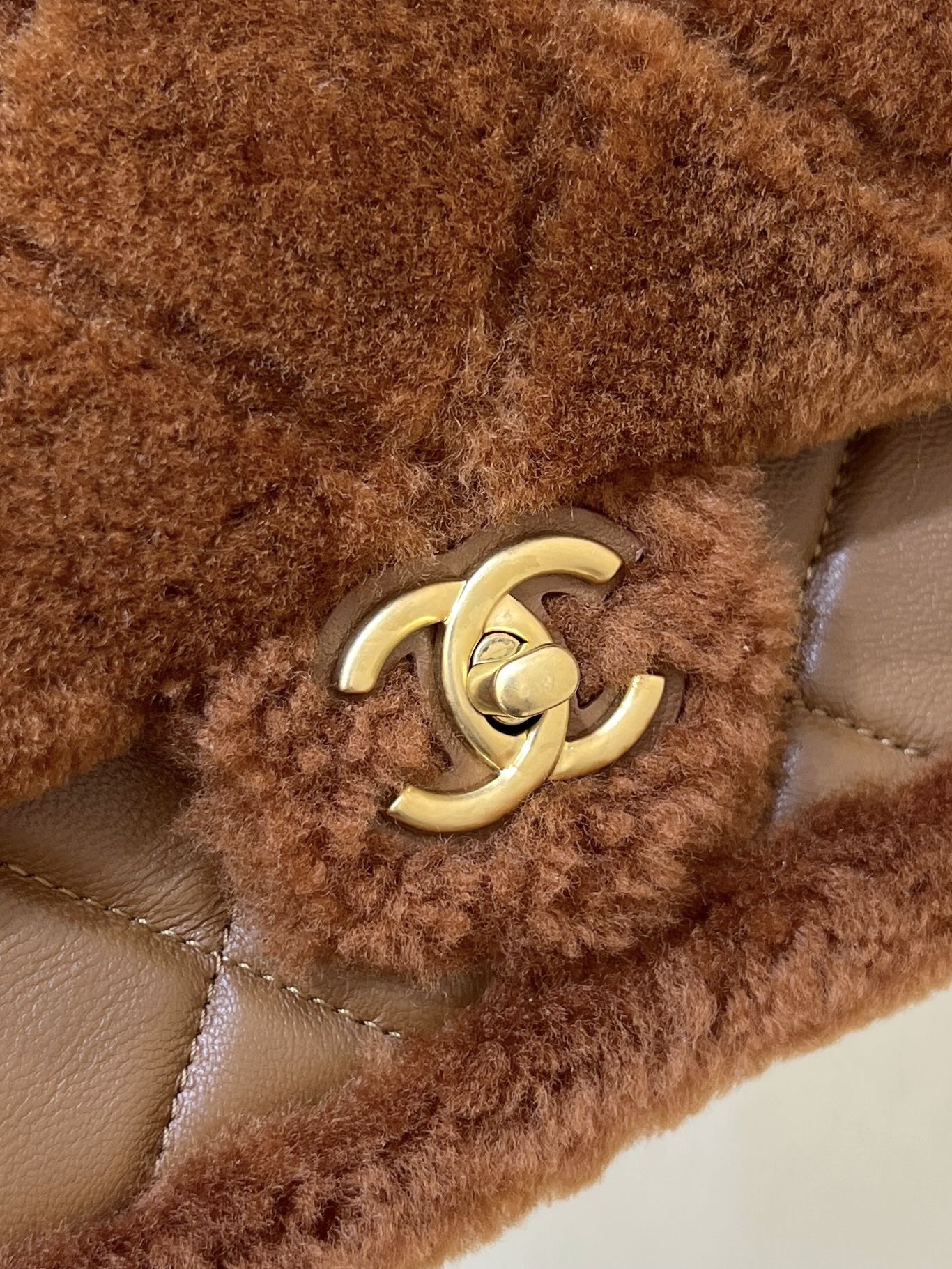 CC 24K Teddy Bear CF 23.5cm Brown Lambskin & Fur Light GHW