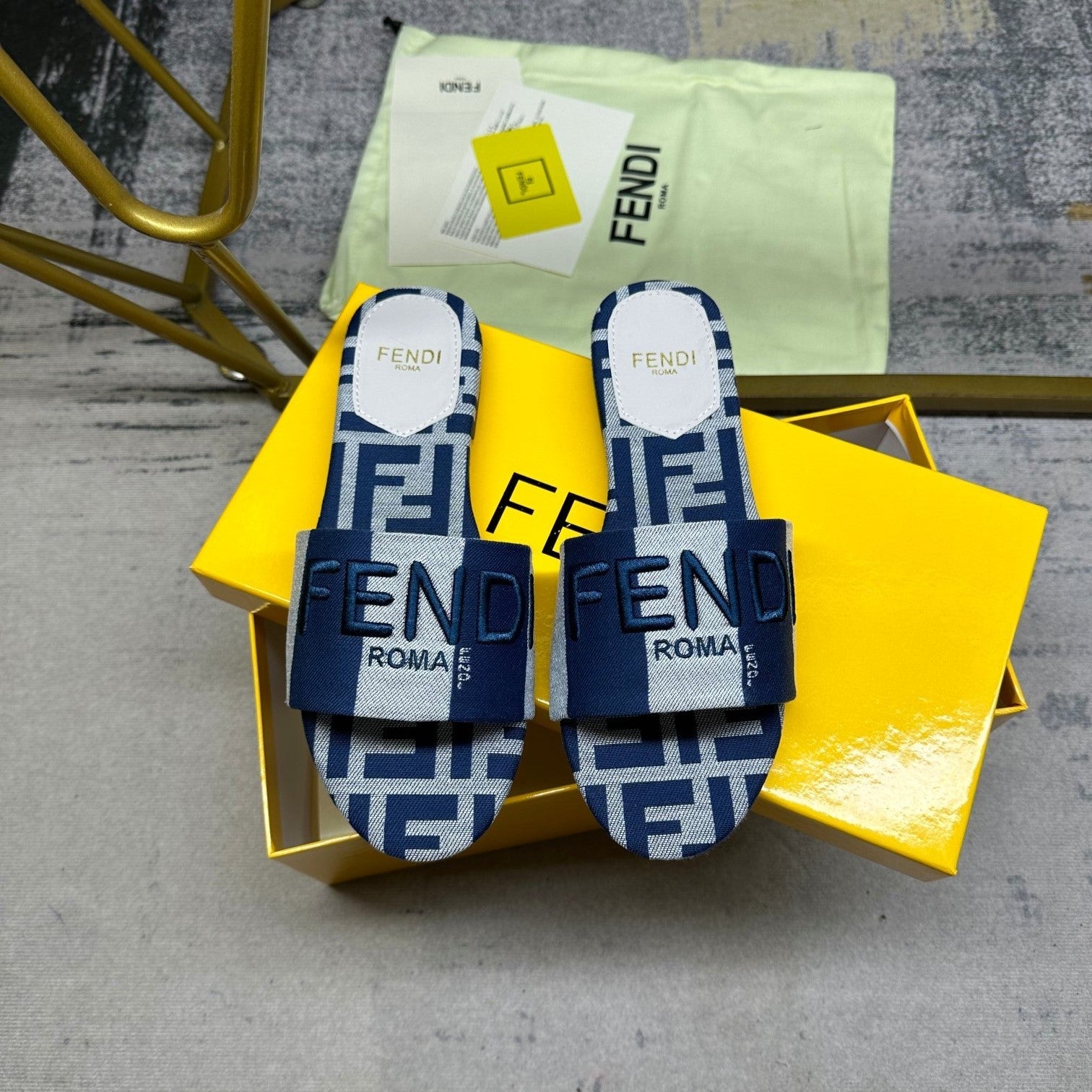 FF 5 Dark Blue Grey Canvas Slide