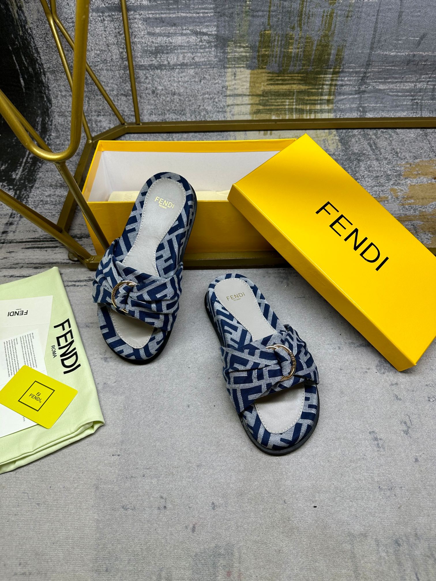 FF Feel 10 Blue Grey FF jacquard Slide