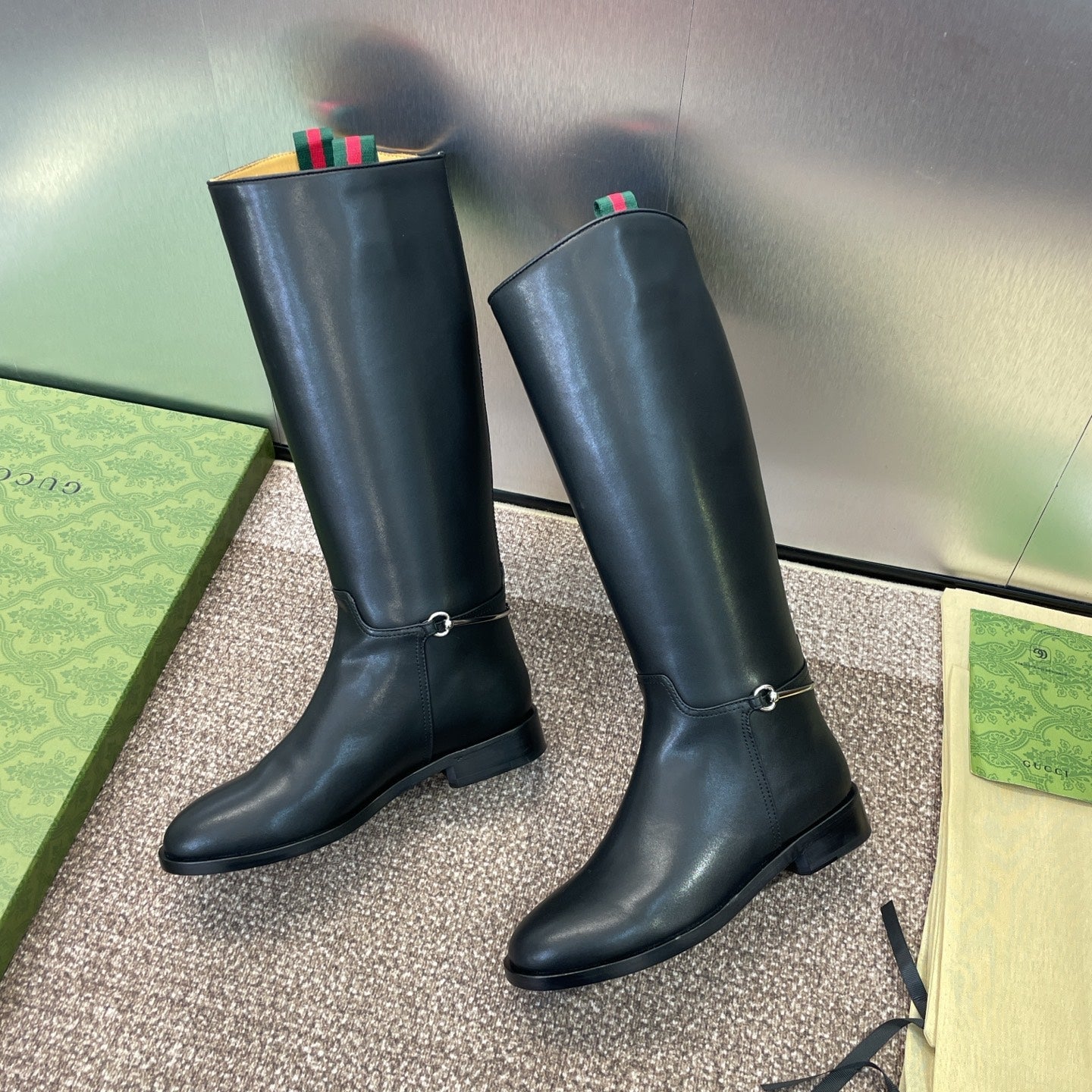 GG Women's Boot With Slim Horsebit 2.5cm Black Leather 508911