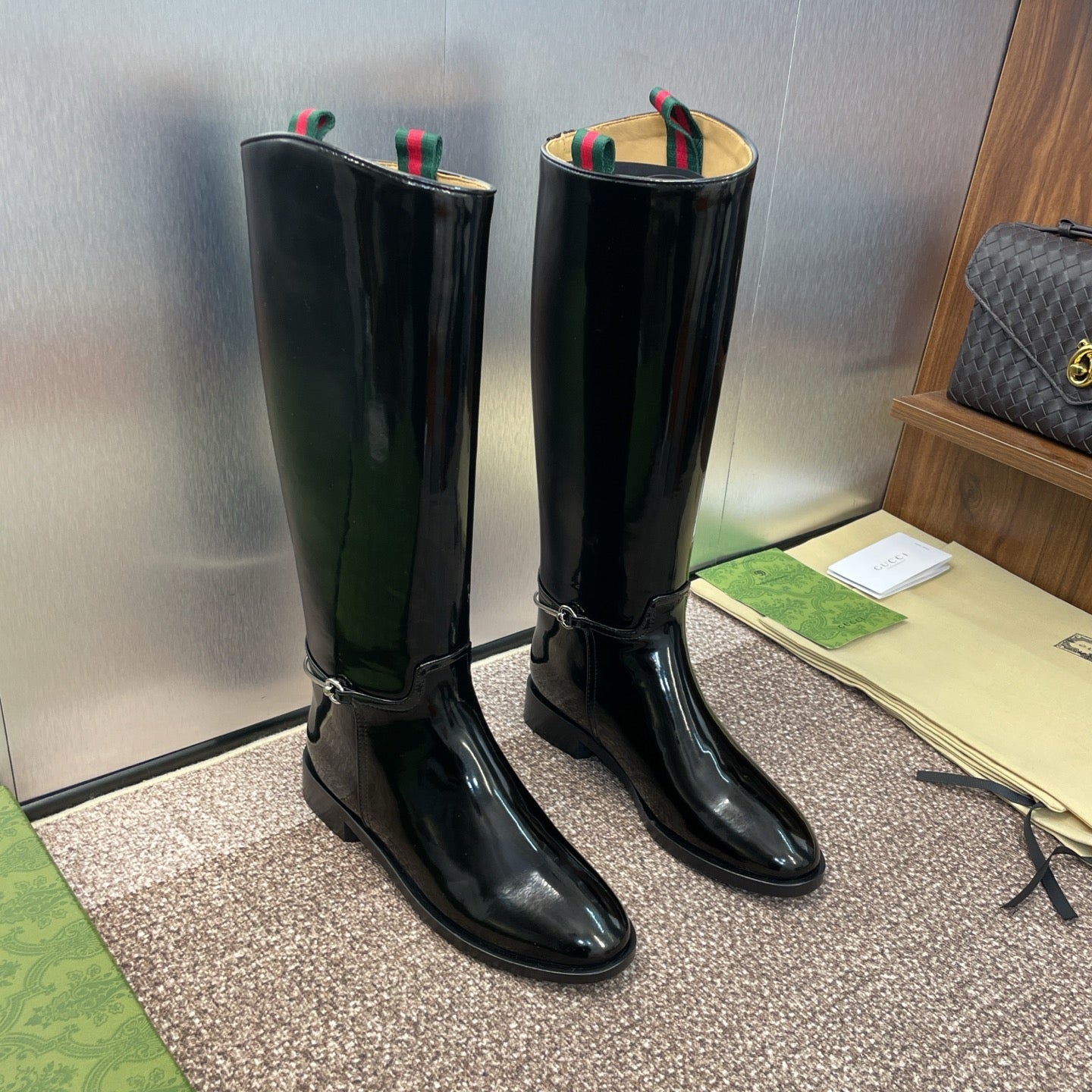 GG Women's Boot With Slim Horsebit 2.5cm Black Shiny leather 508913