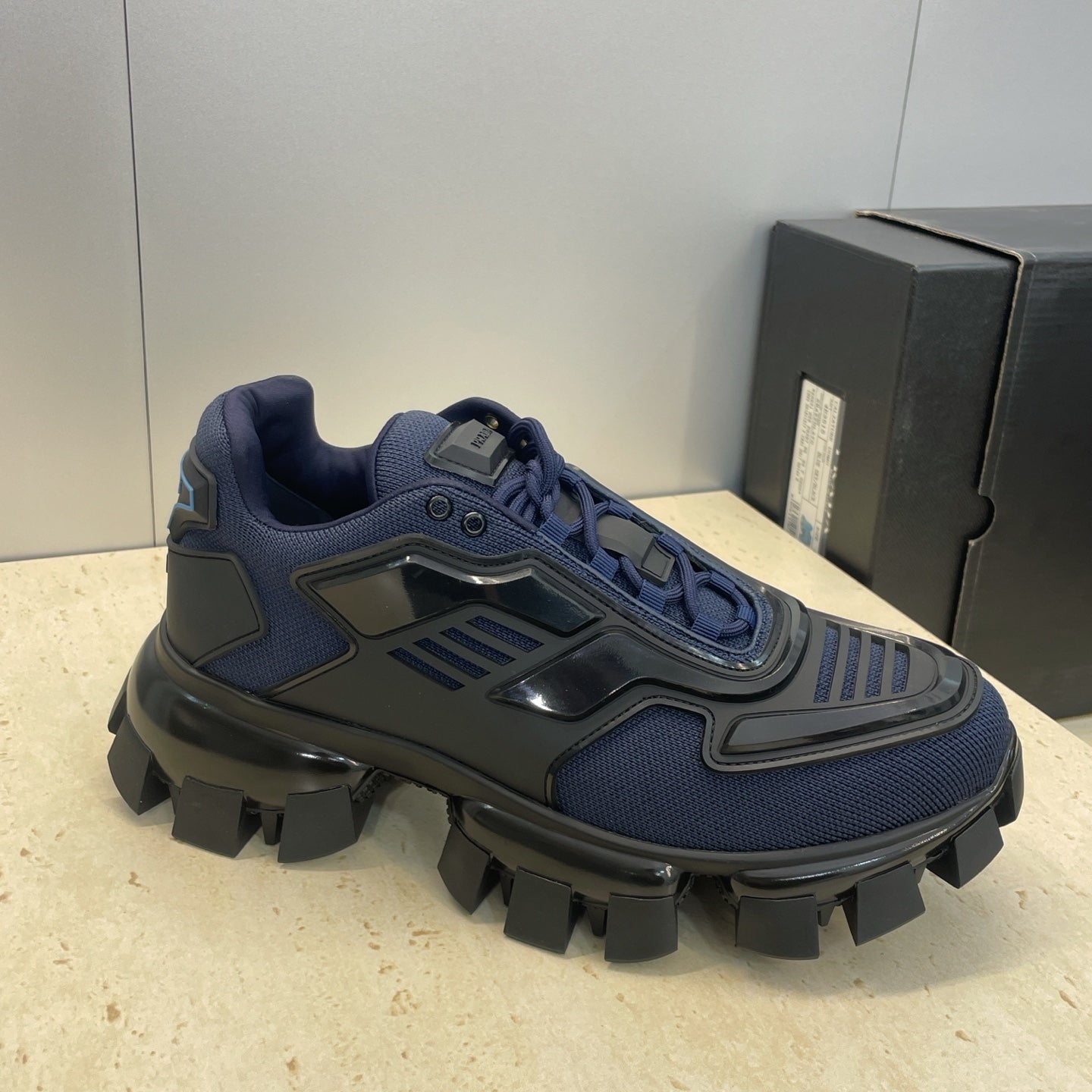 Prada Cloudbust Thunder Dark Blue Black Rubber Knit Fabric 102201