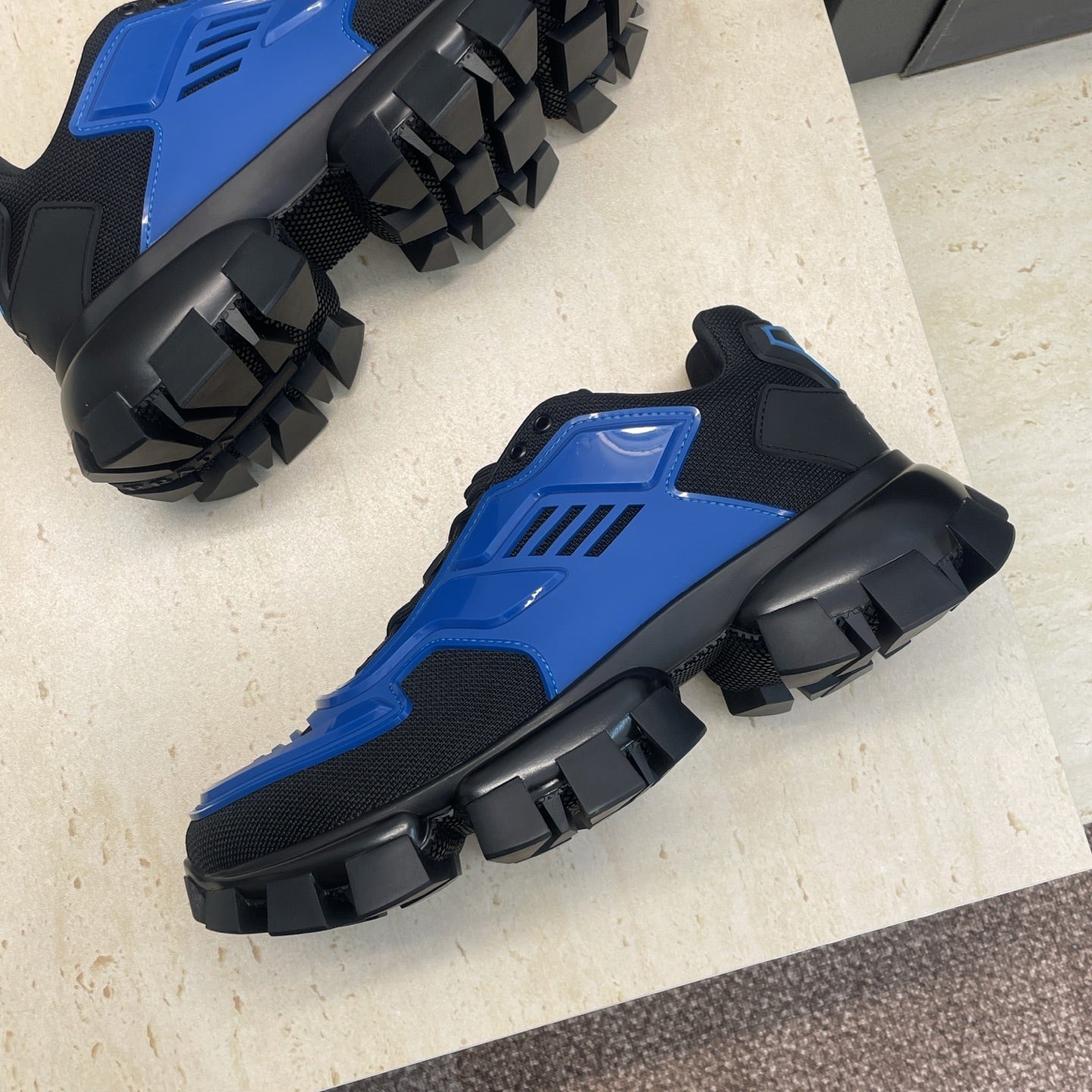 Prada Cloudbust Thunder Blue Black Rubber Knit Fabric 102203