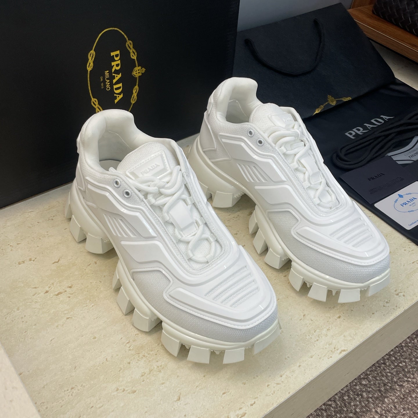 Prada Cloudbust Thunder White Rubber Knit Fabric 102207