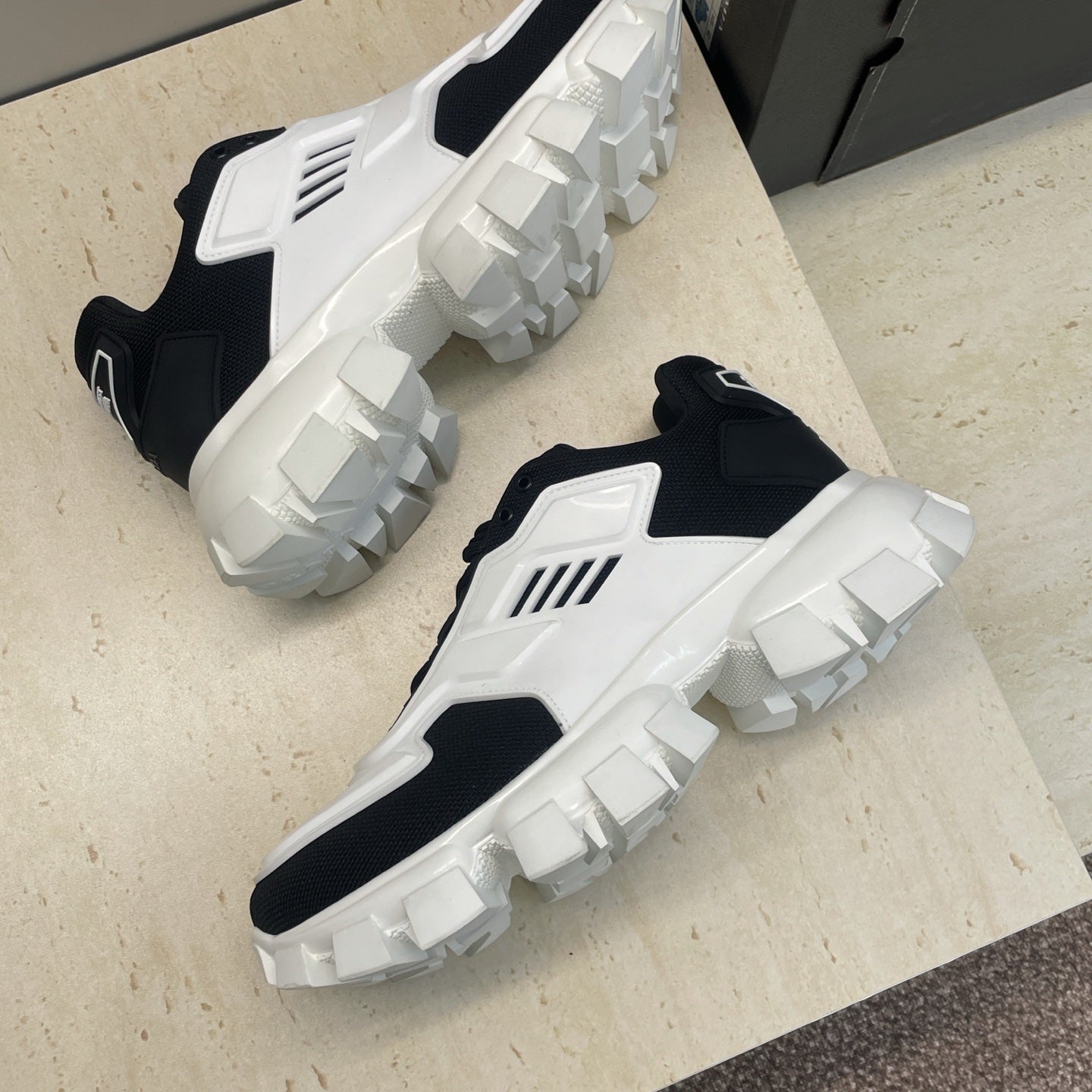 Prada Cloudbust Thunder White Black Rubber Knit Fabric 102205