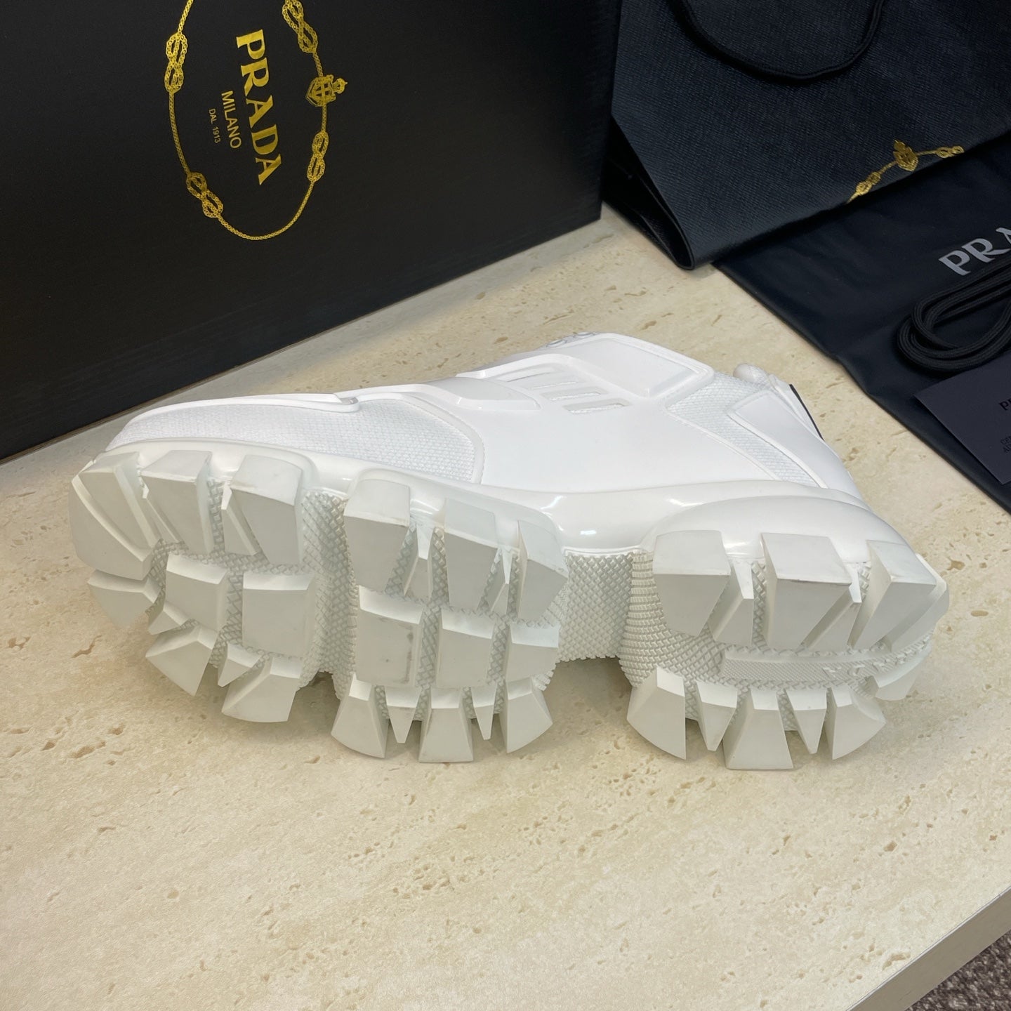 Prada Cloudbust Thunder White Rubber Knit Fabric 102207