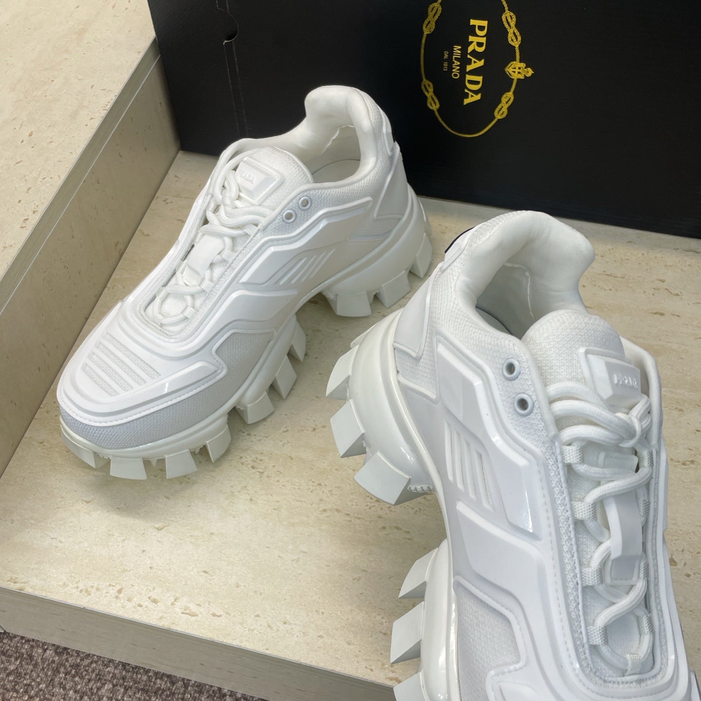 Prada Cloudbust Thunder White Rubber Knit Fabric 102207