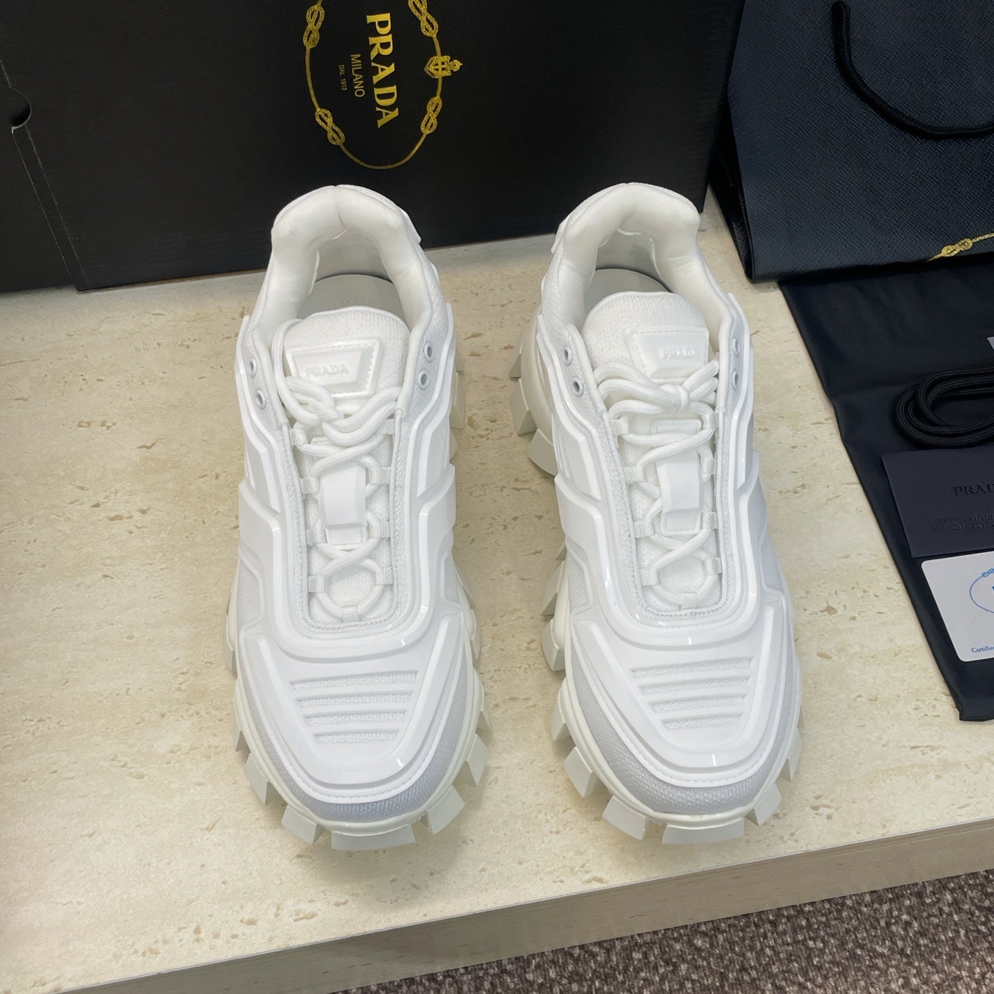 Prada Cloudbust Thunder White Rubber Knit Fabric 102207