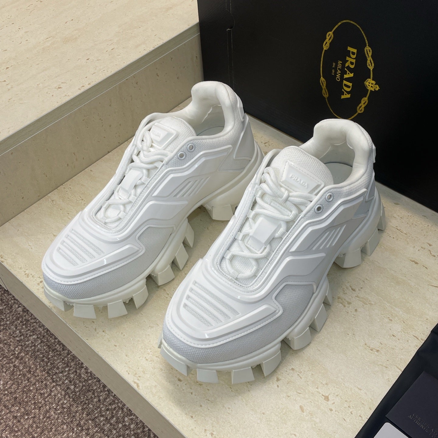 Prada Cloudbust Thunder White Rubber Knit Fabric 102207