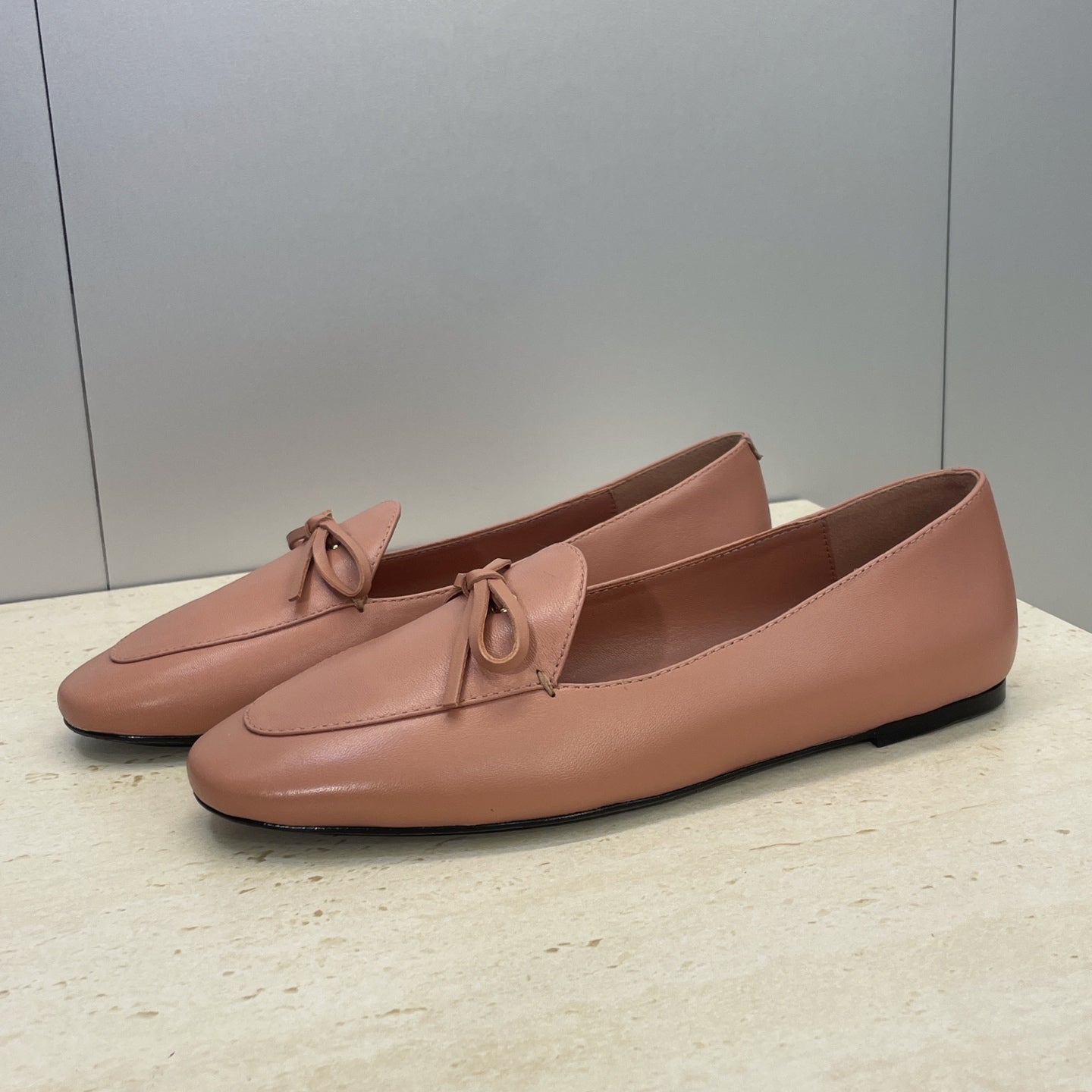 Celine 26s Ballet Flats In Dusty Pink Lambskin With Bow