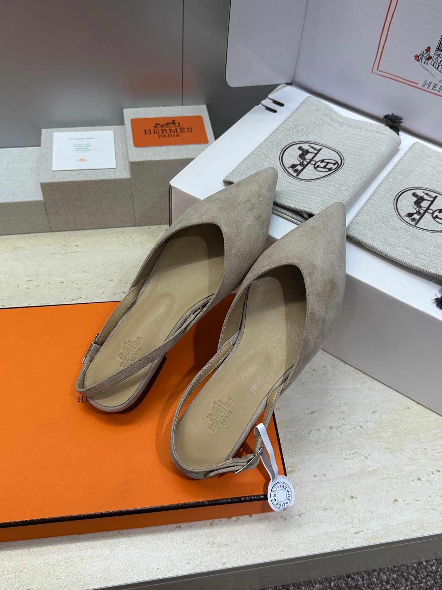 HM Nicoletta Slingback Flat Khahi Suede 830182