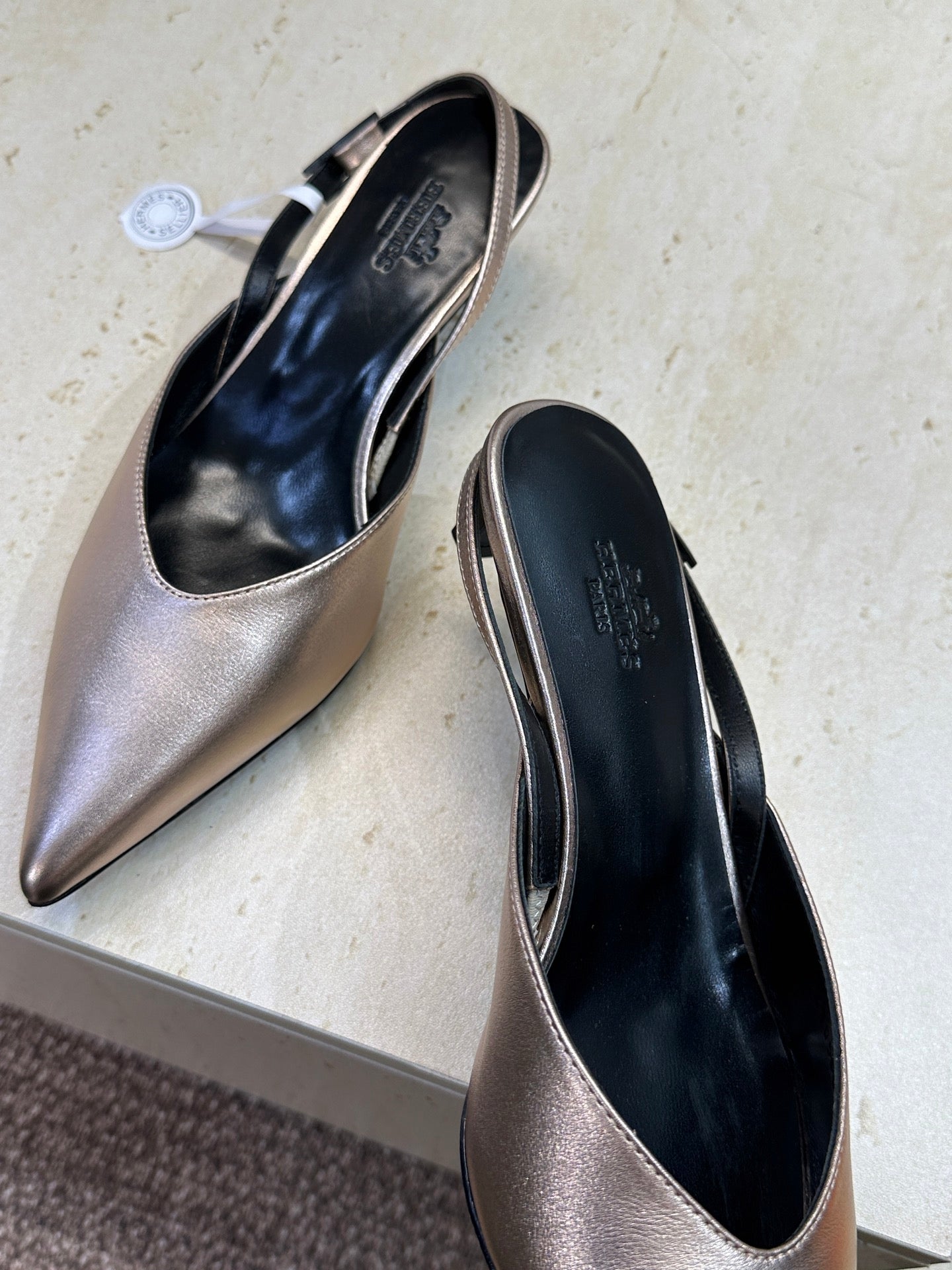 HM Nicoletta Slingback 4cm Sliver Calfskin 830190
