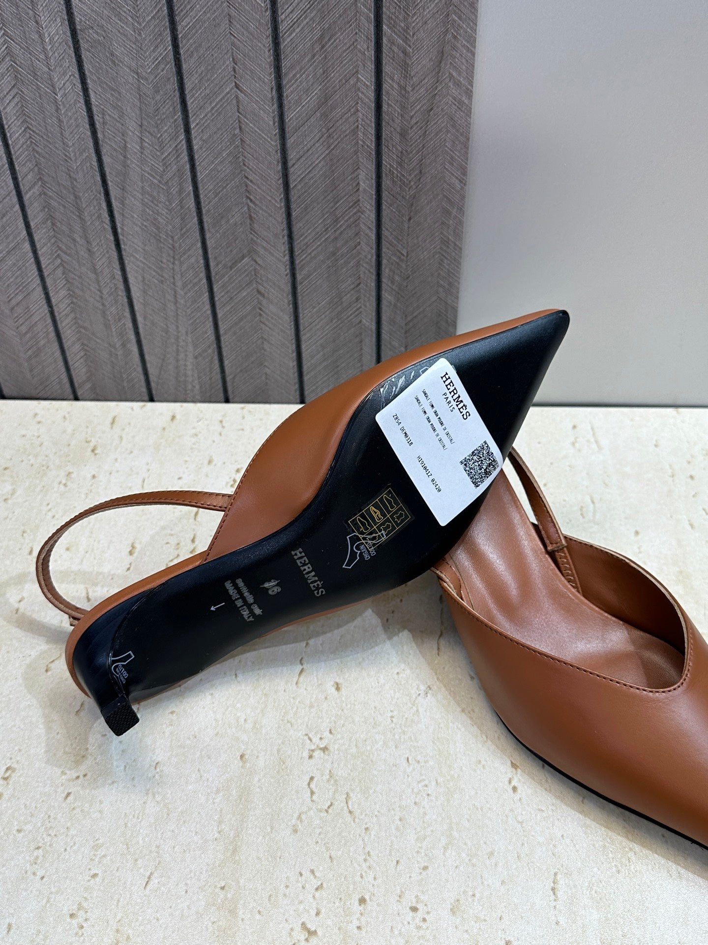HM Nicoletta Slingback 4cm Brown Calfskin 830191