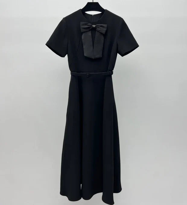 Dior 2026 Bow-Embellished Belt Dress Black Polyester 445444