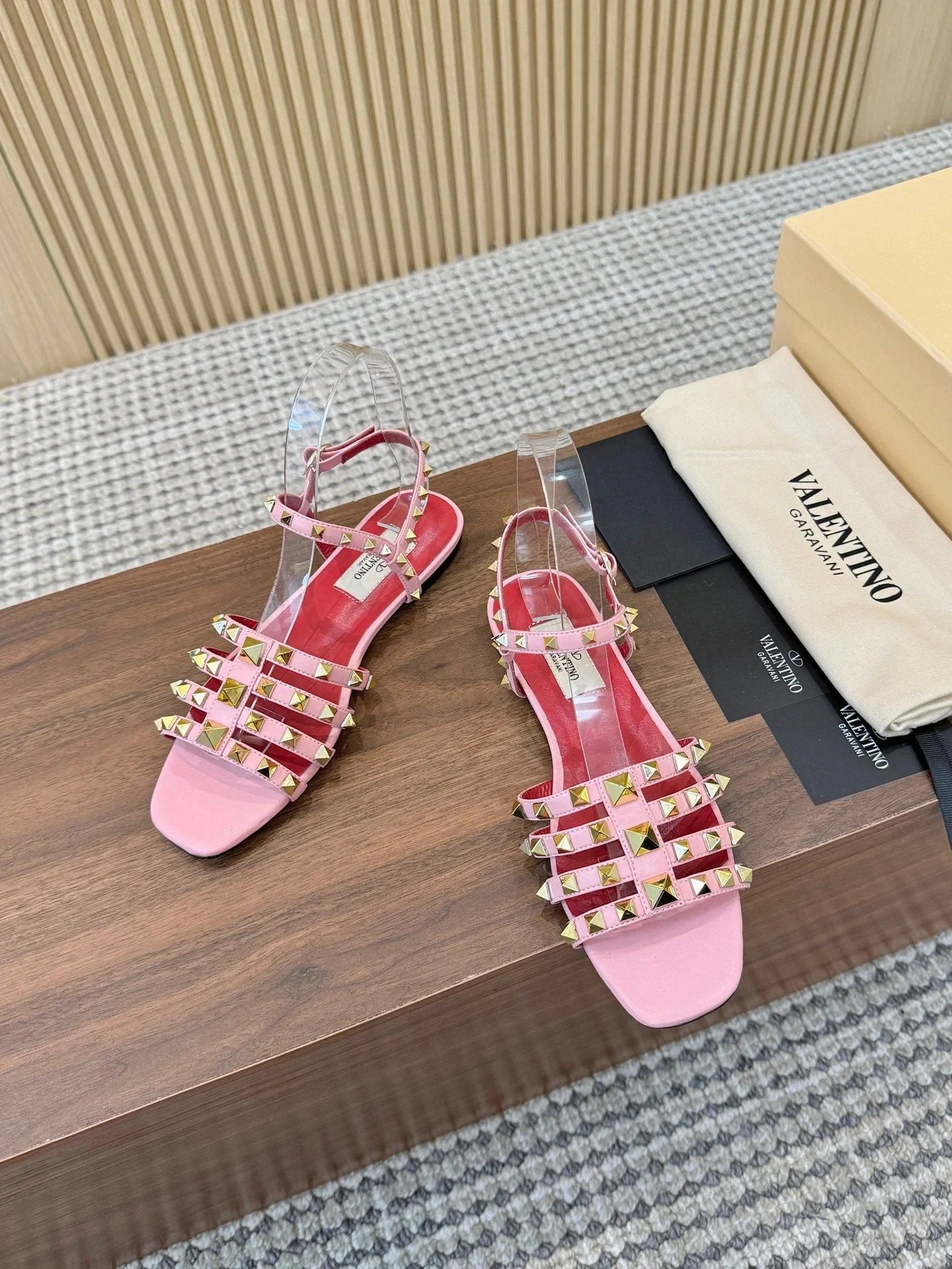 Valentino Garavani Rockstud Caged Calfskin Sandals 863321