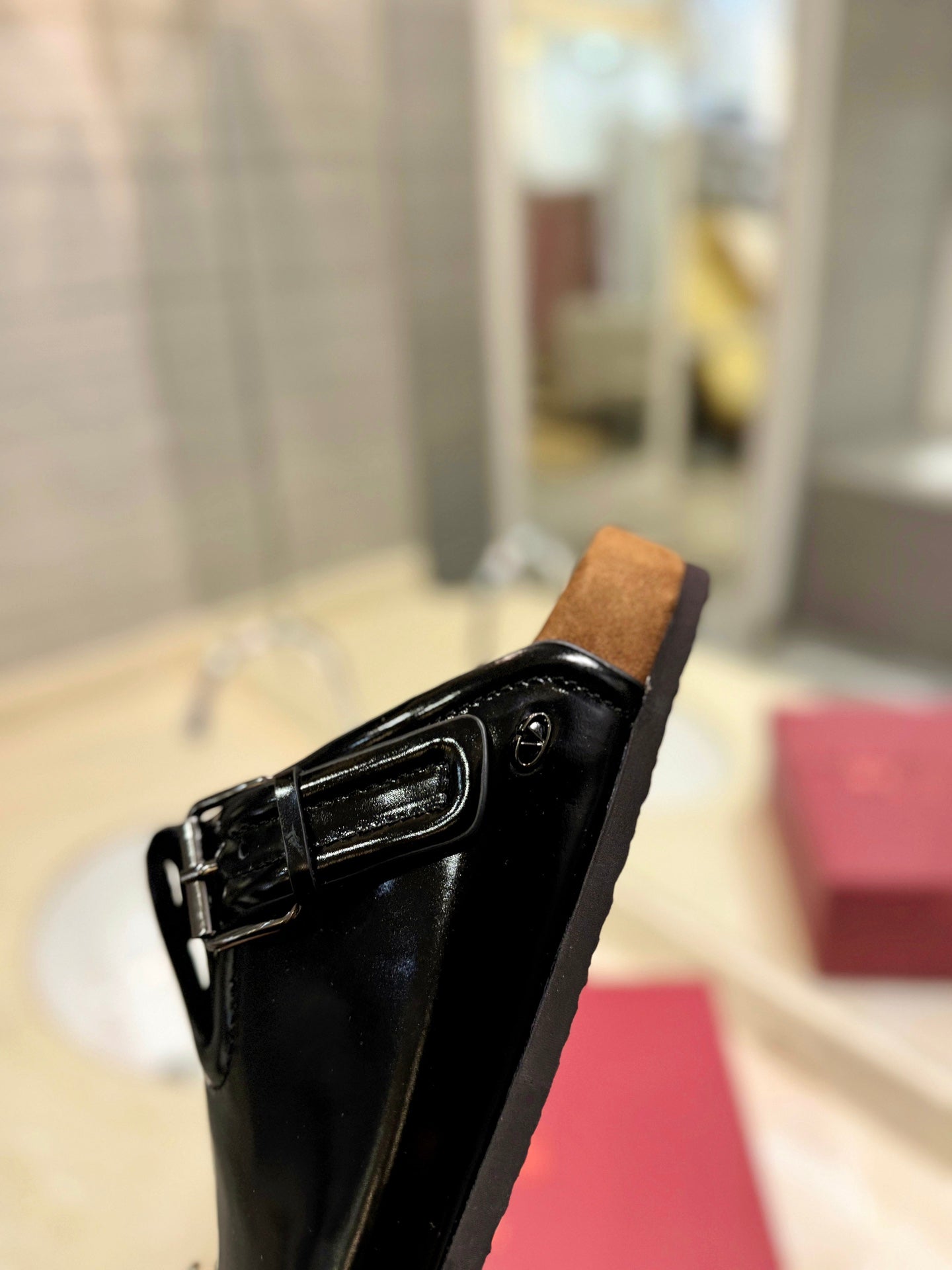 Valentino Fussfriend Black Patent Calfskin Leather Sabot