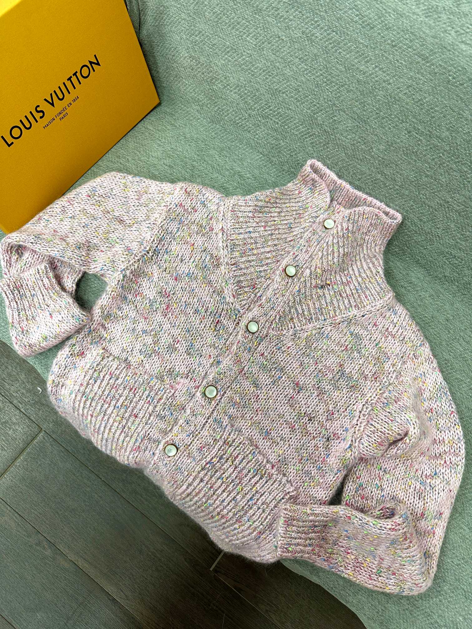 LV Yarn Lapel Cardigan Multicolor Wool 349450