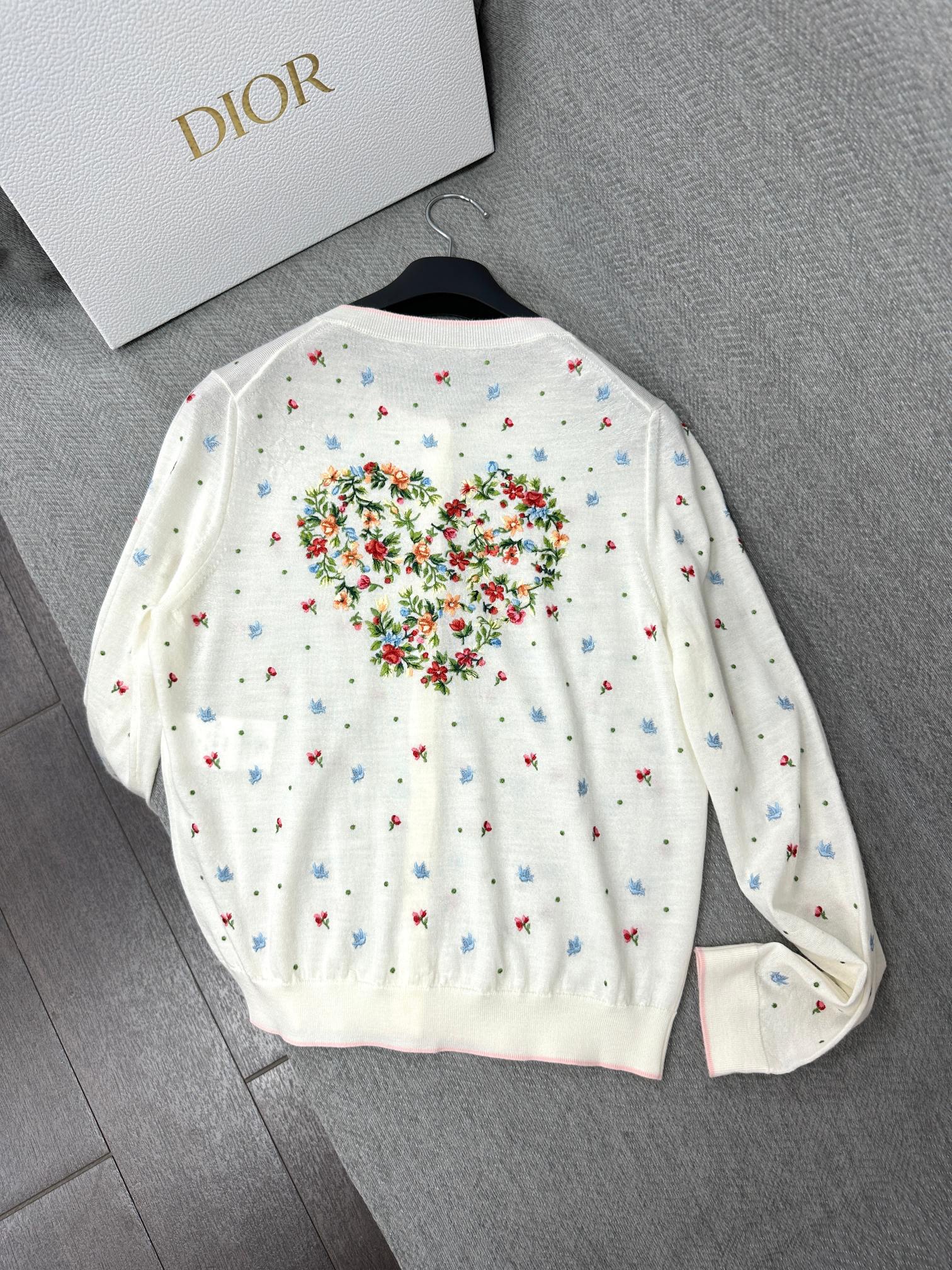 CD Dioramour Cardigan Embroidered Ivory Wool 349490