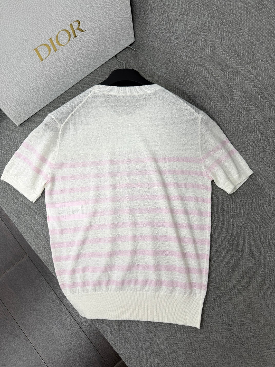 CD 26s Striped Short-Sleeved Shirt White Pink Linen 414788