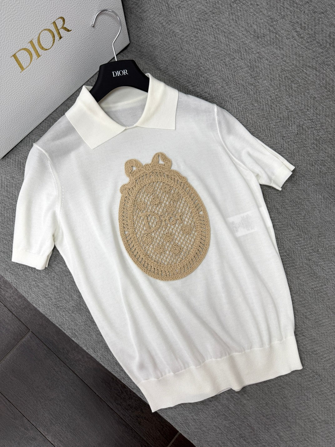 CD 26s Printed Embroidered Round Neck Long Sleeve White Cotton 414791