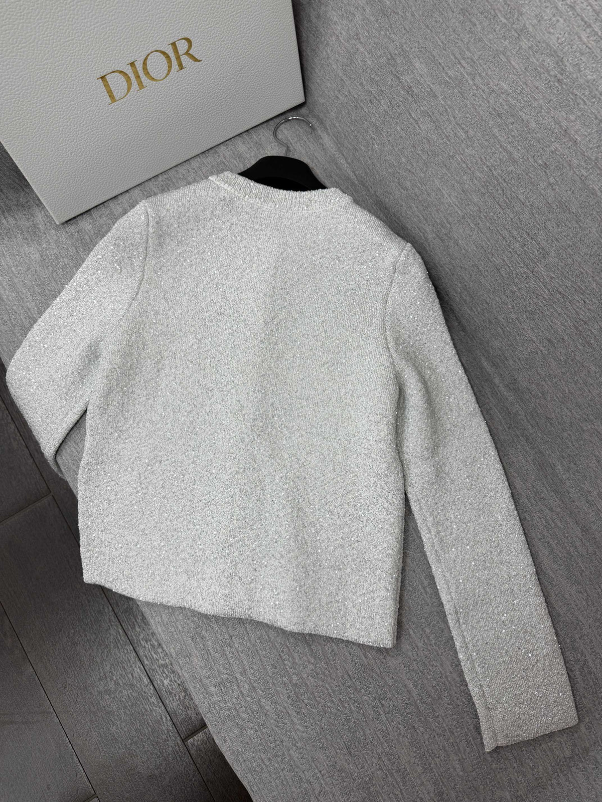 Dior 26s Sequin Cardigan Metallic Silver Knit 442026